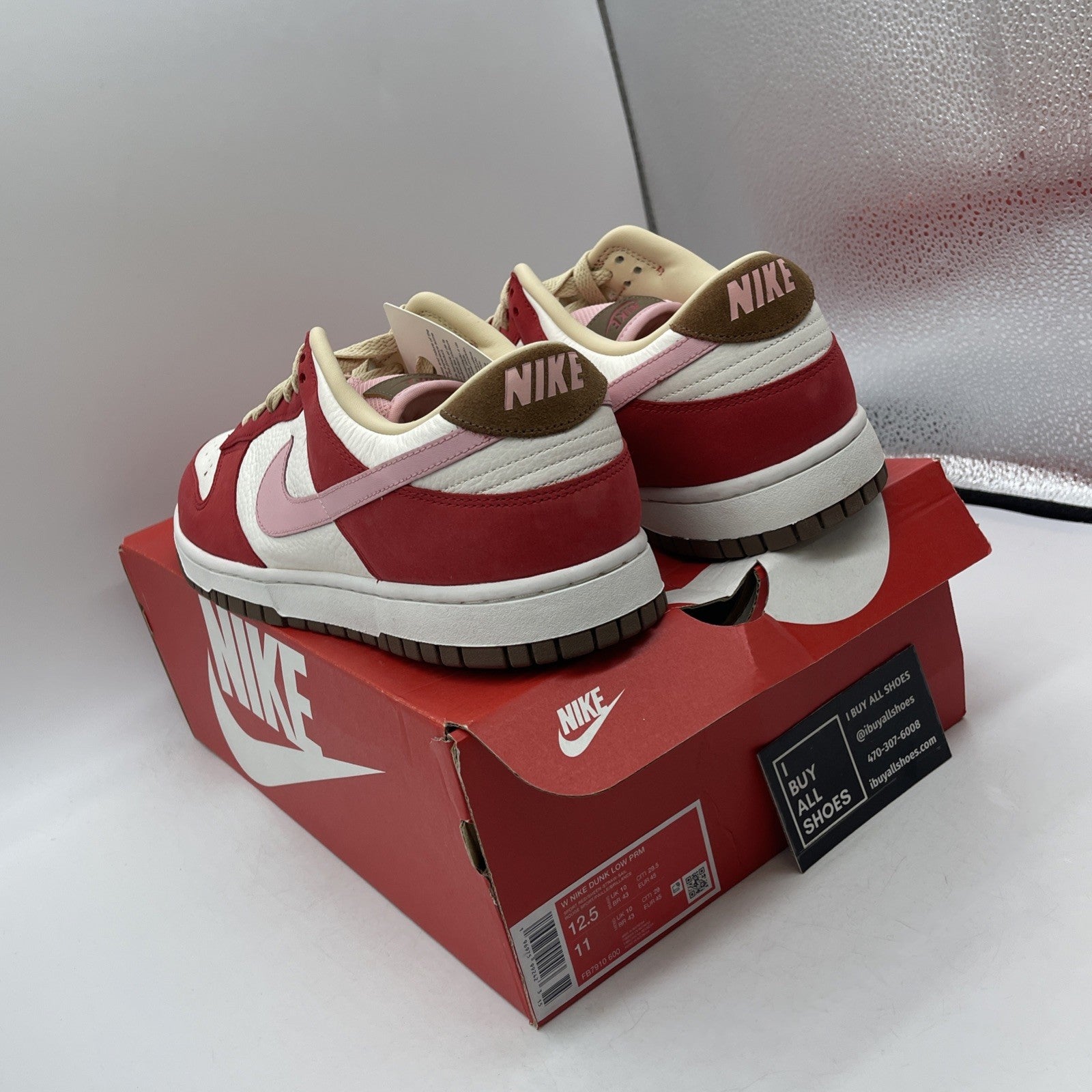 Size 12.5W - Nike Dunk Premium Low Bacon Suede Leather (FB7910-600)