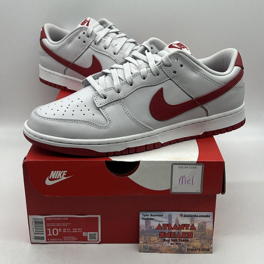 Size 10.5 - Nike Dunk Low Vast Grey Varsity Red Brand New Og All