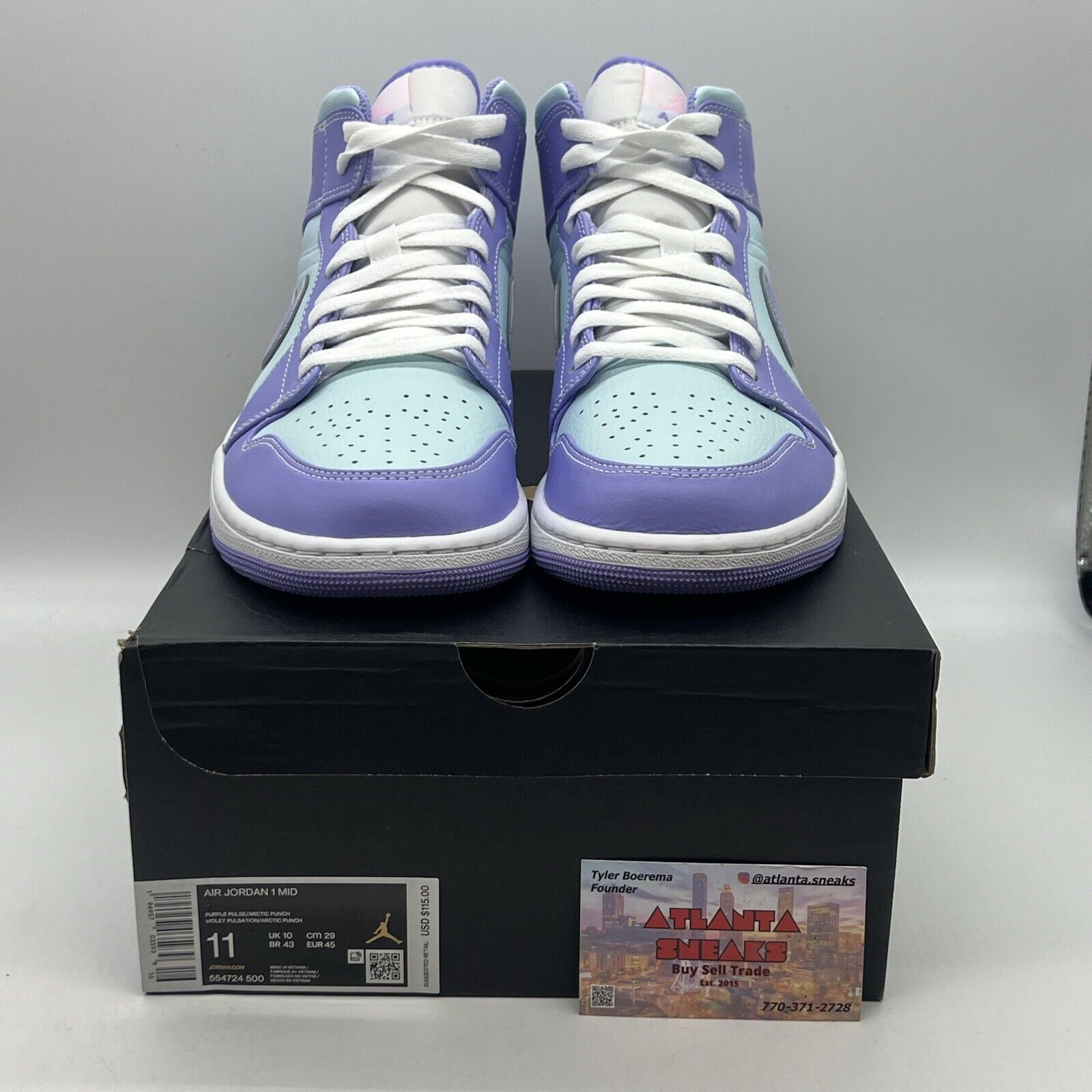 Size 11 - Jordan 1 Mid Purple White Brand New Og All