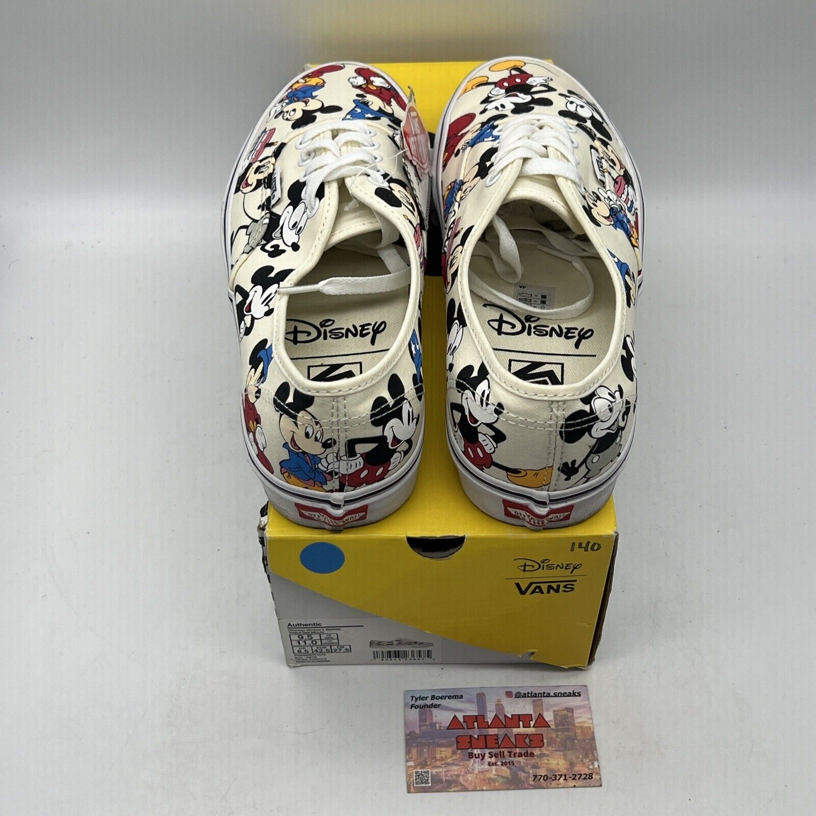 Size 9.5 - VANS Disney x Authentic Mickey's Birthday Red Blue Yellow White