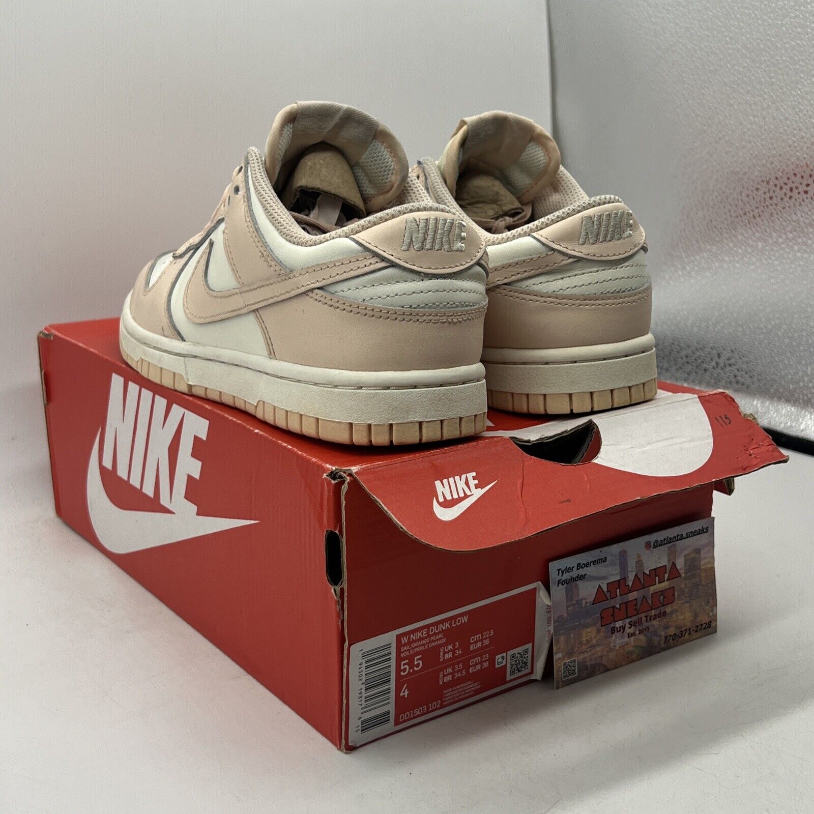 Size 5.5 - Nike Dunk Low Orange Pearl W White Leather (DD1503-102)