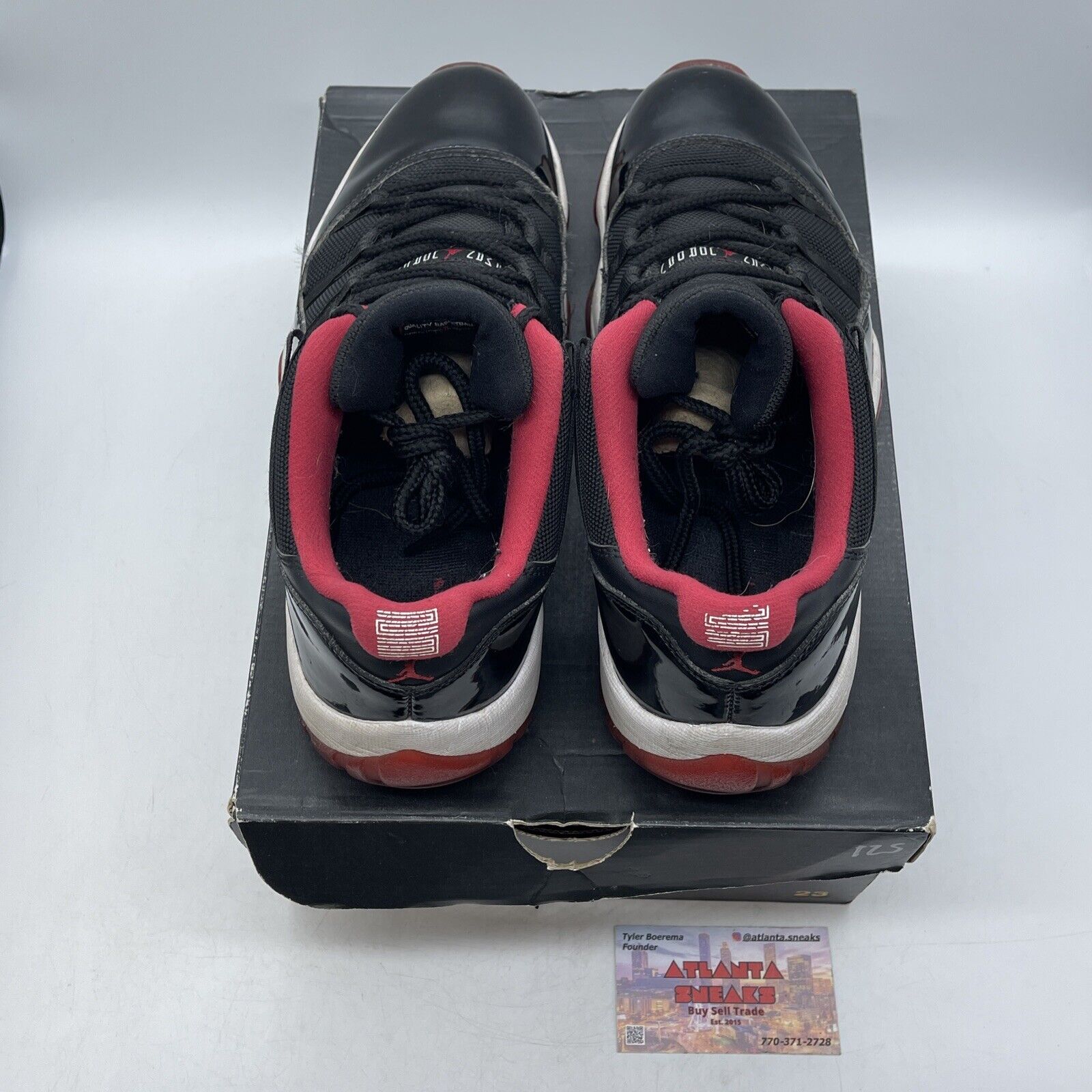 Size 10 - Air Jordan 11 Retro 2015 Low Bred Black White Red  (528895-012)