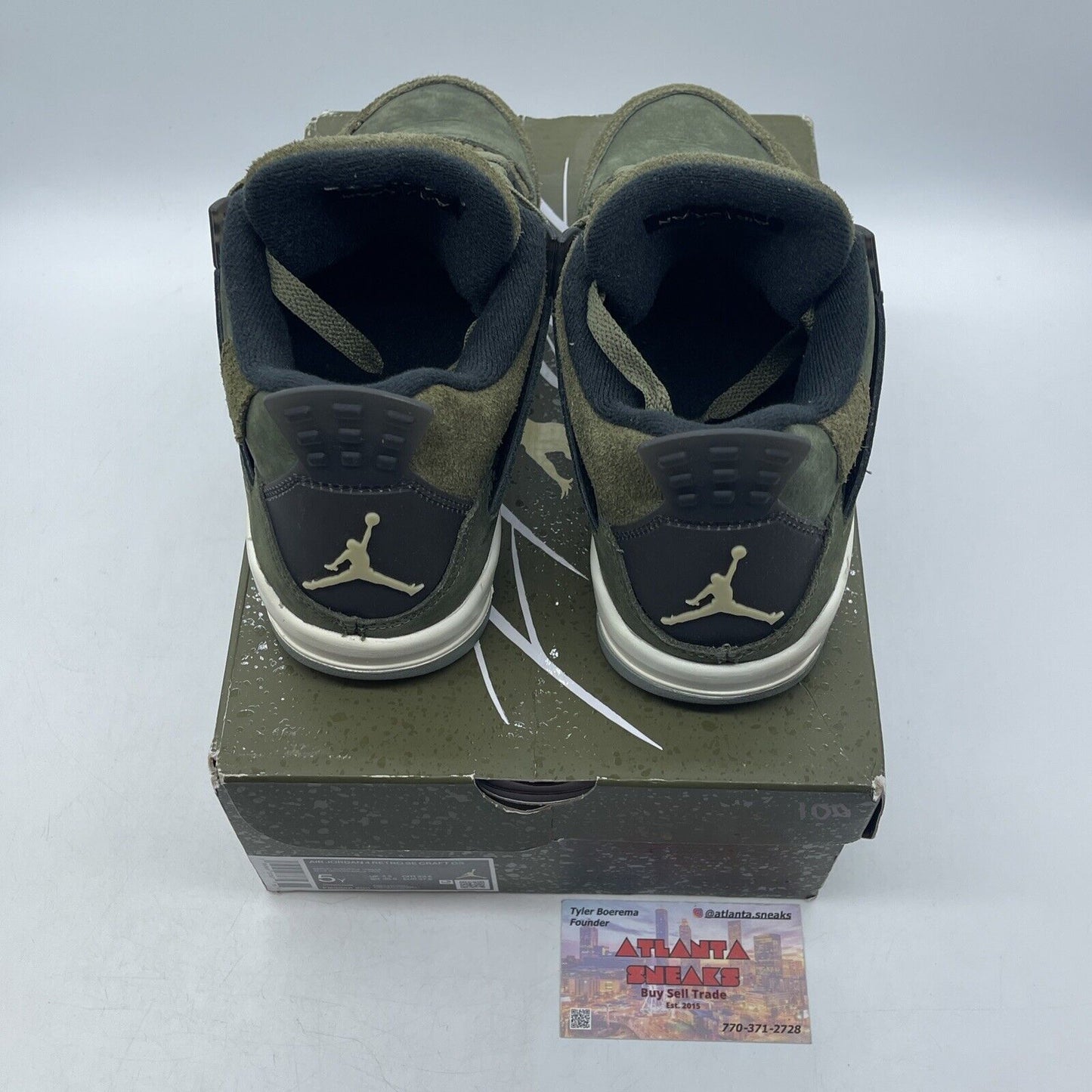 Size 5Y - Jordan 4 SE Retro Low Craft - Olive Black White (FB9928-200)