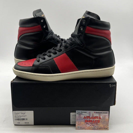 Size 8 - Saint Laurent SL/10H Black Red High Top Sneakers Shoes Bred