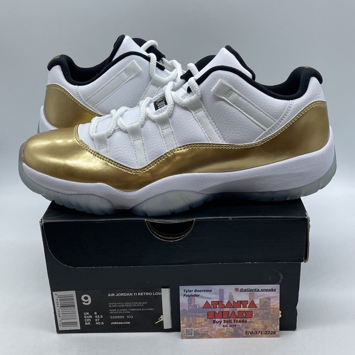 Size 9 - Air Jordan 11 Retro Low Closing Ceremony Gold White Black (528895-103)