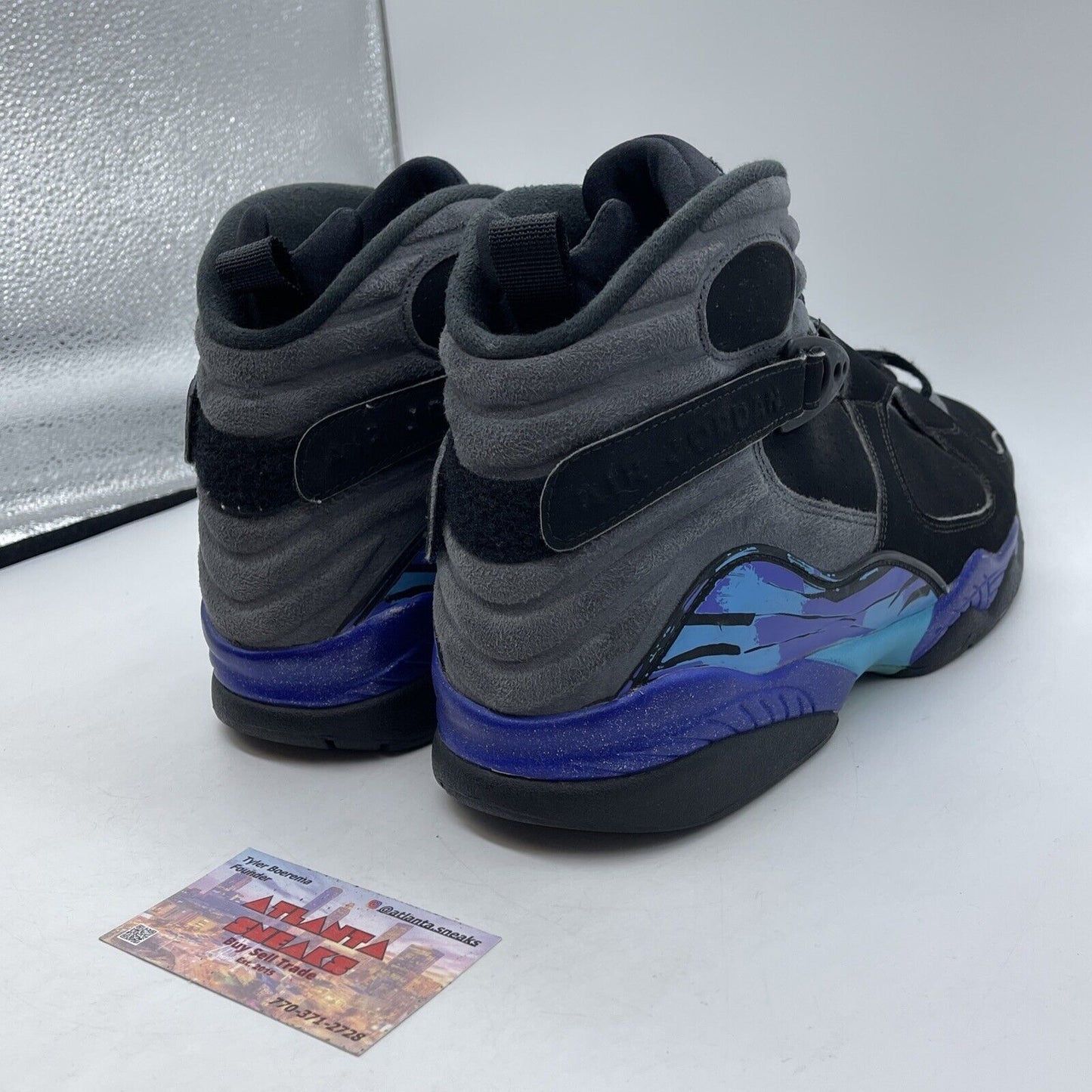 Size 13 - Air Jordan 8 Retro 2007 Aqua Purple Leather  Black Suede (305381-025)