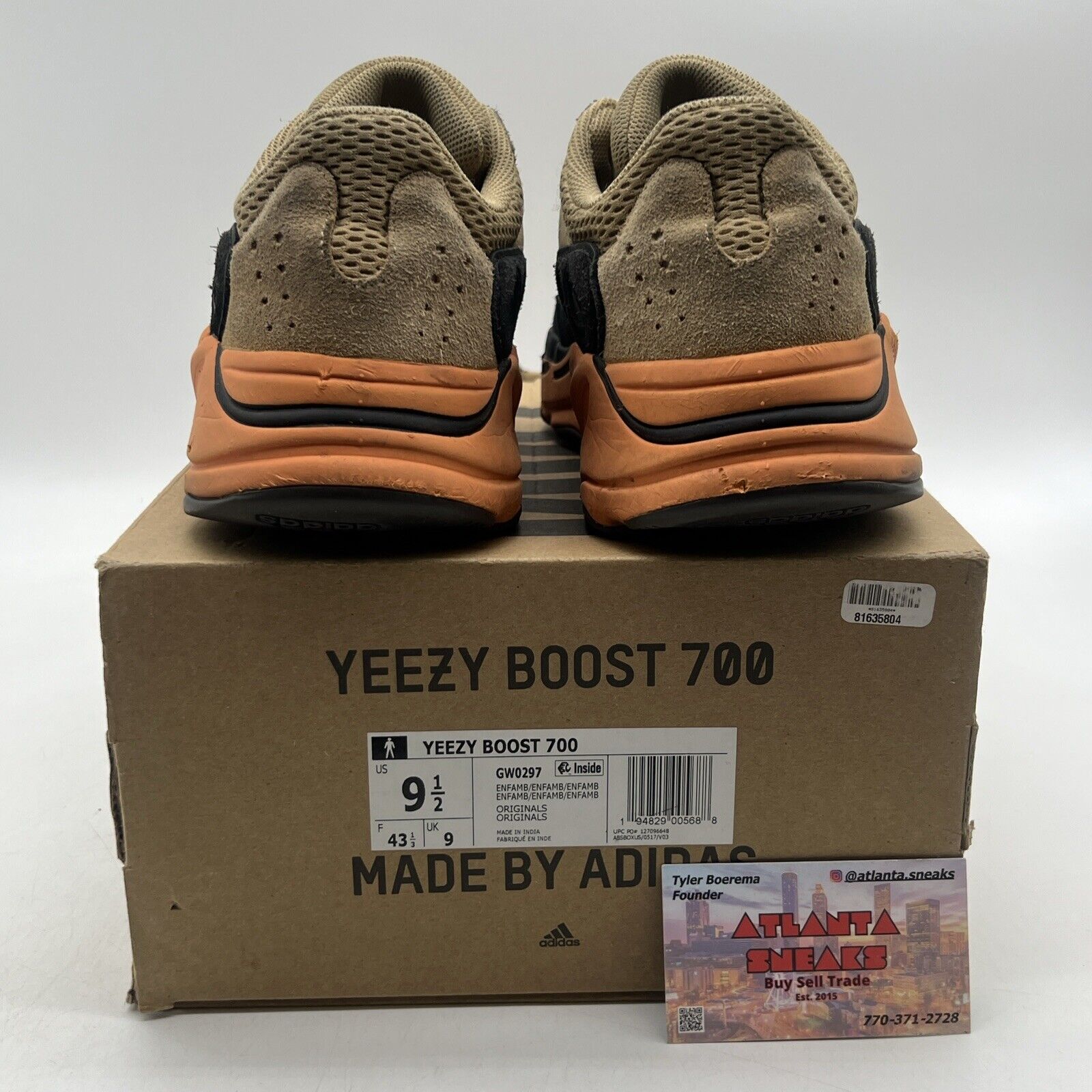 Size 9.5 - adidas Yeezy Boost 700 Enflame Amber Orange Suede Tan (GW0297)