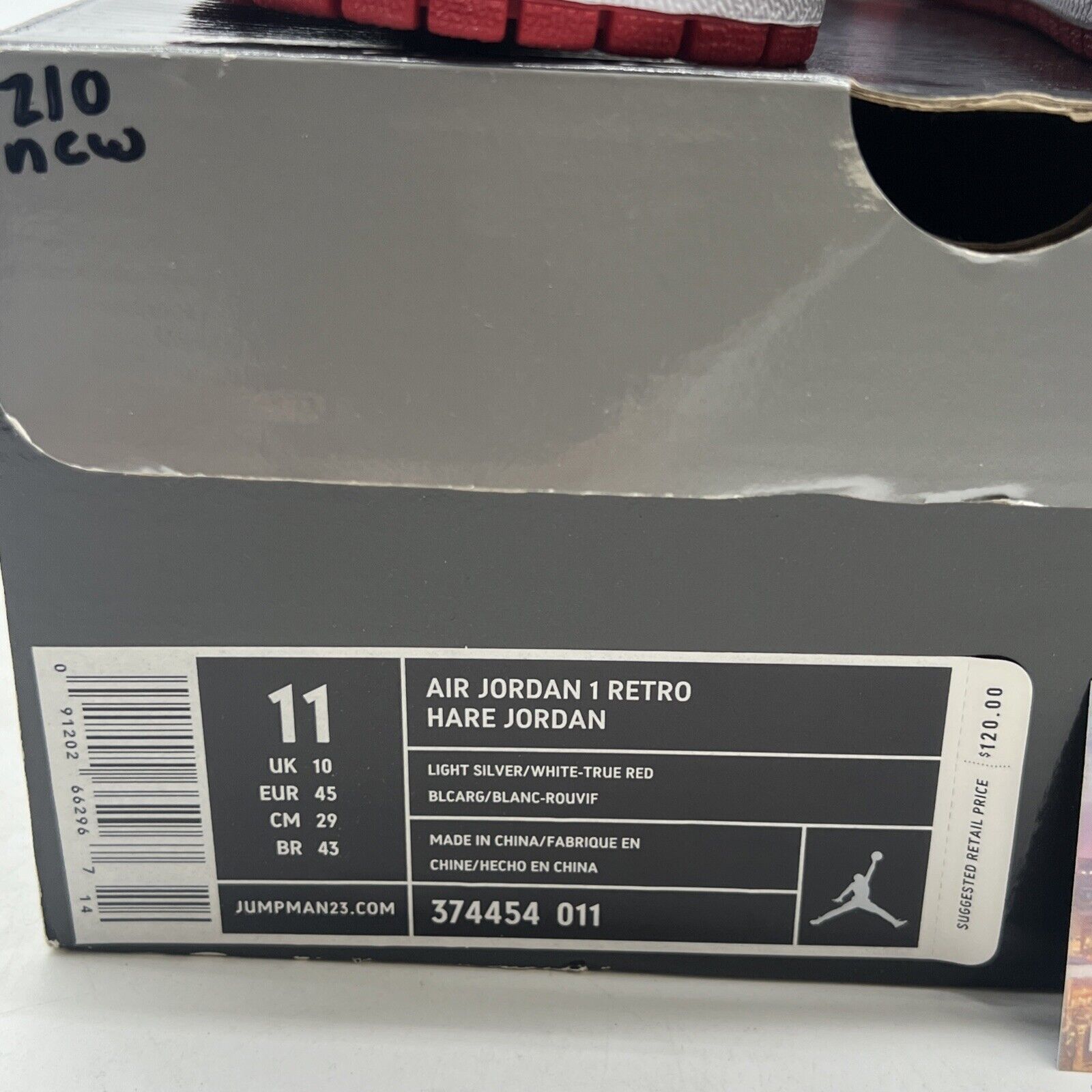 Size 11 - Air Jordan 1 Retro 2009 Hare (374454-011)