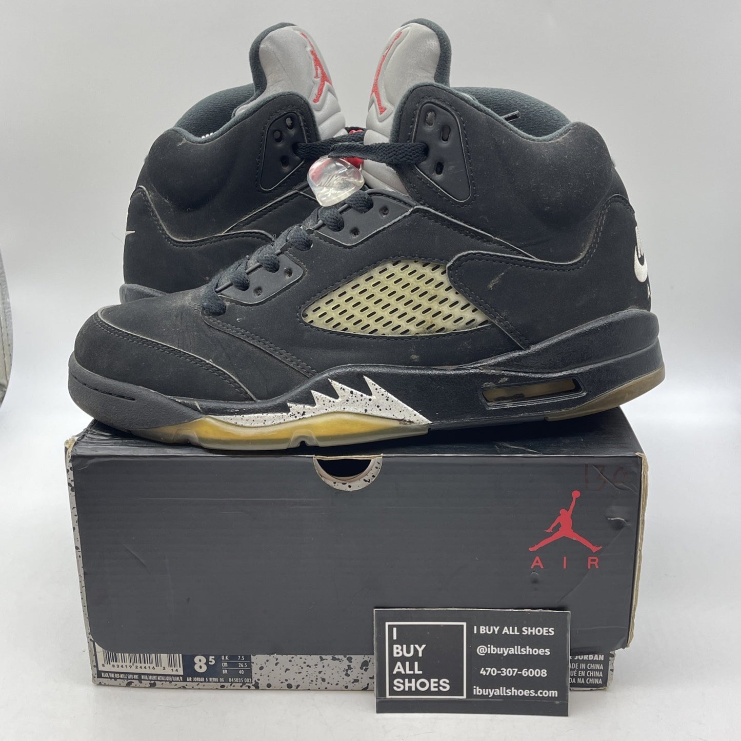 Size 8.5 - Jordan 5 OG Mid Metallic Silver Black Suede (845035-003)