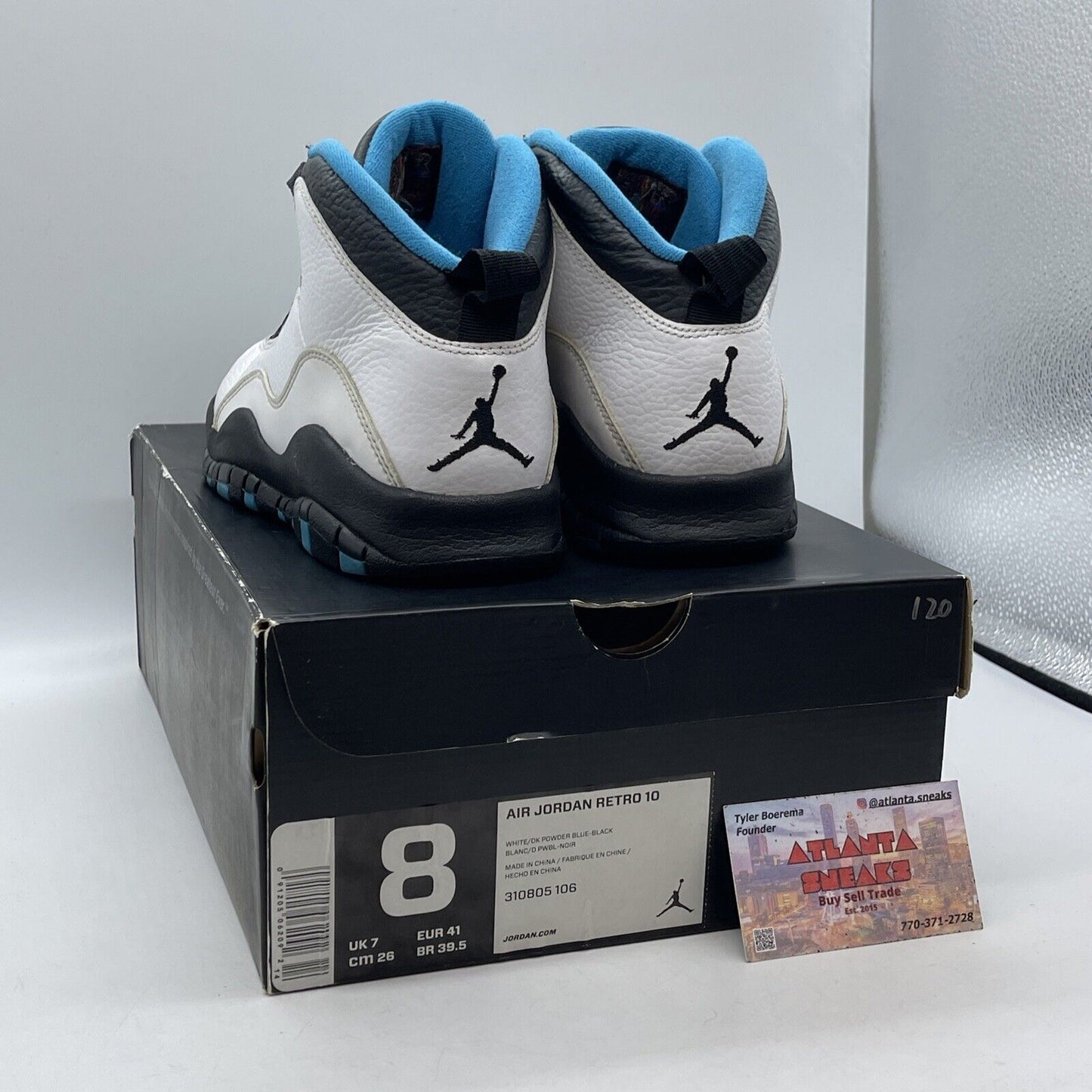 Size 8 - Air Jordan 10 Retro 2014 Powder Blue White Black Leather (310805-106