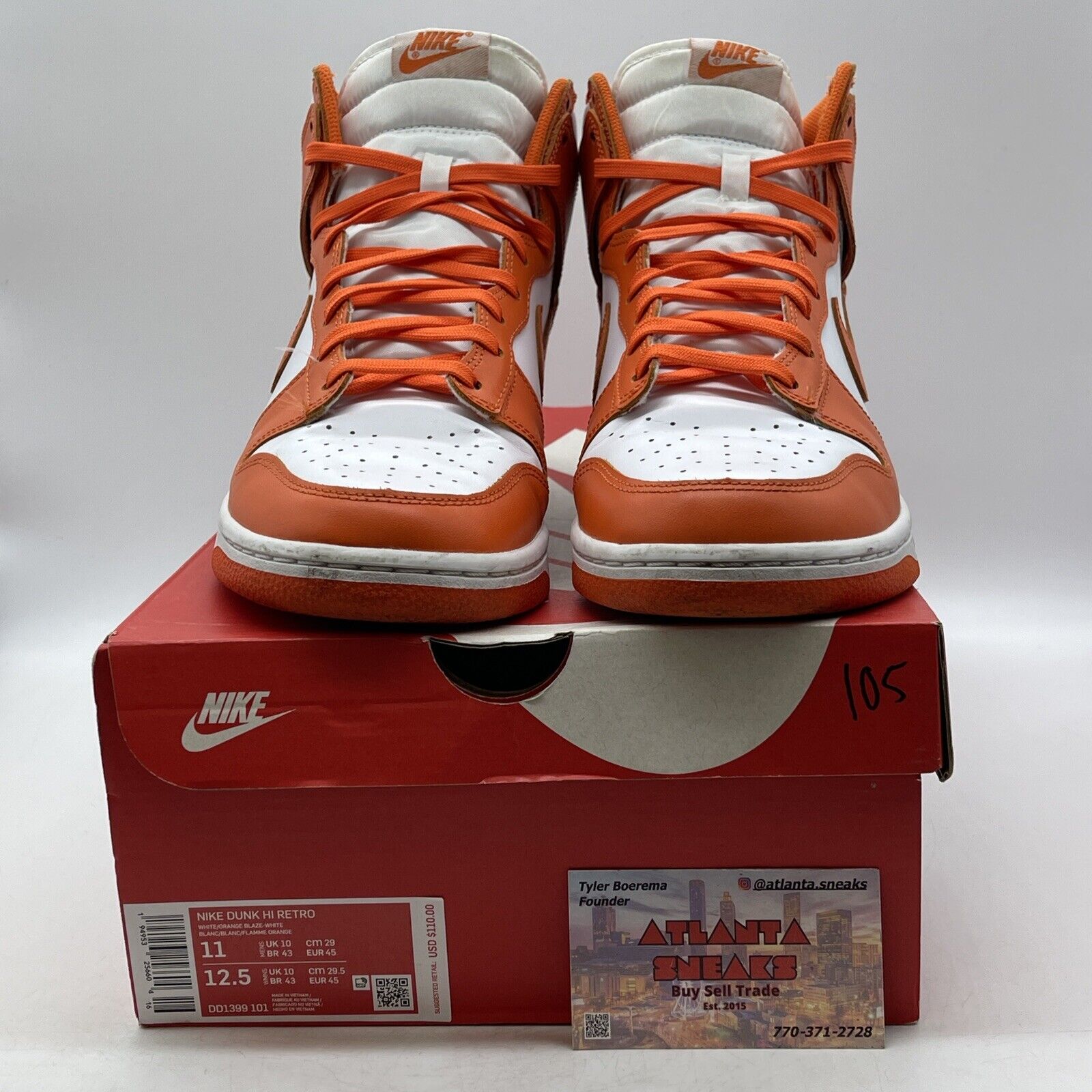 Size 11 - Nike Dunk SP 2021 High Syracuse Orange White Leather (DD1399-101)