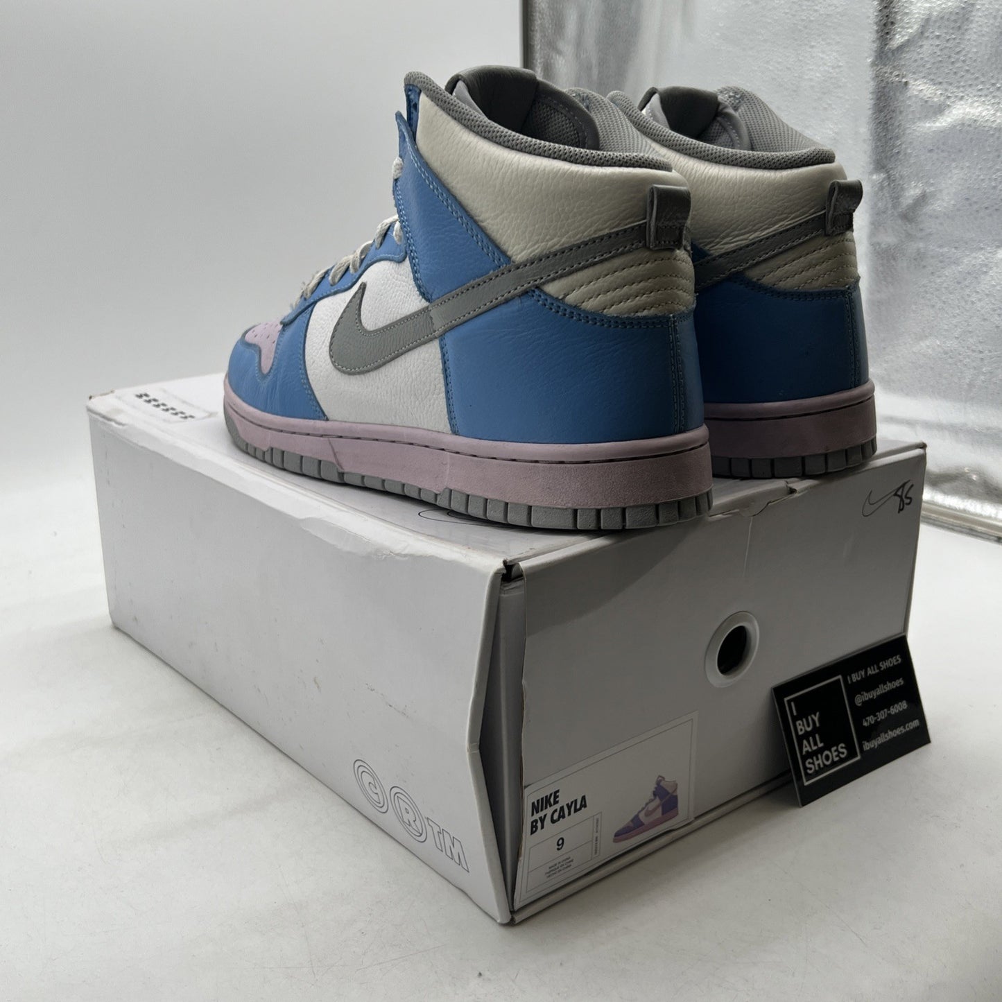 Size 9 - Nike Dunk High By You Custom Shoes White/Baby Blue /Grey (DV2273-900)
