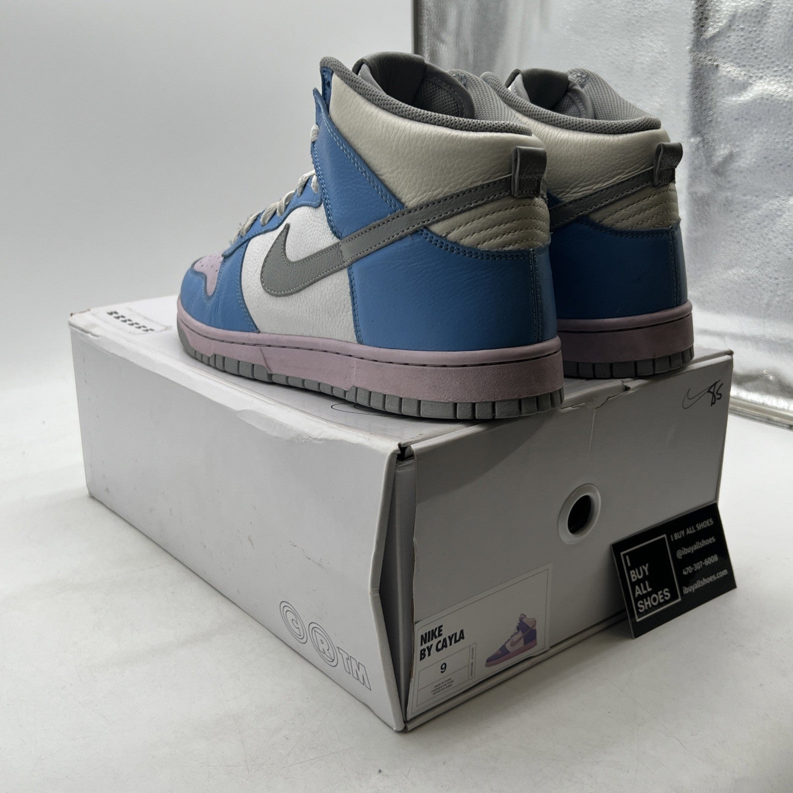 Size 9 - Nike Dunk High By You Custom Shoes White/Baby Blue /Grey (DV2273-900)