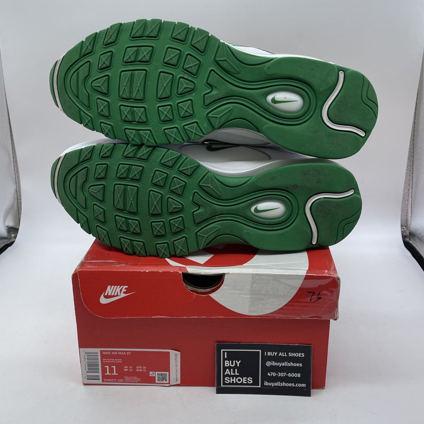 Size 11 - Nike Air Max 97 Pine Green White Suede Leather (DH0271-100)