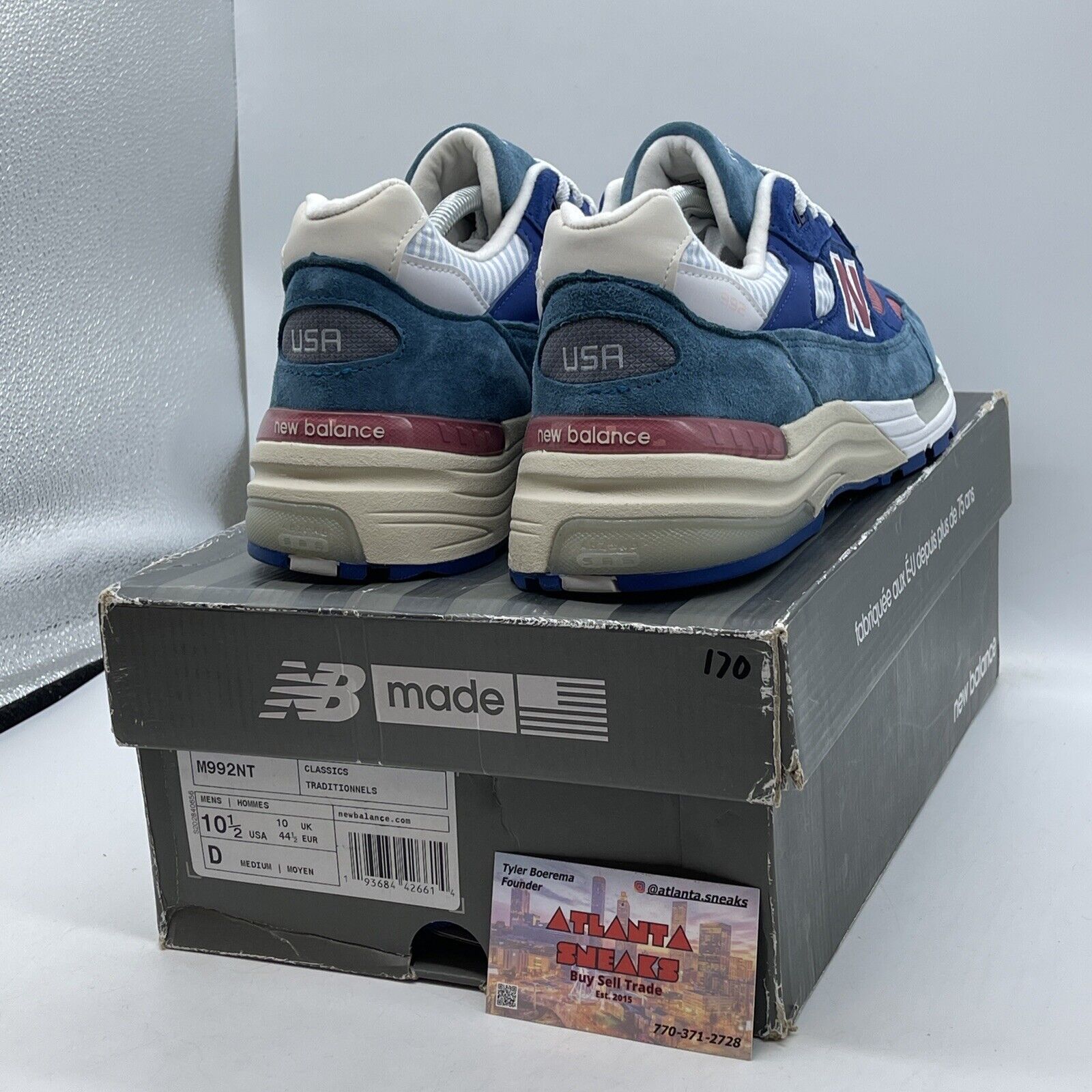 Size 10.5 - New Balance 992 Made in USA Tropical Blue Suede Leather (M992NT)