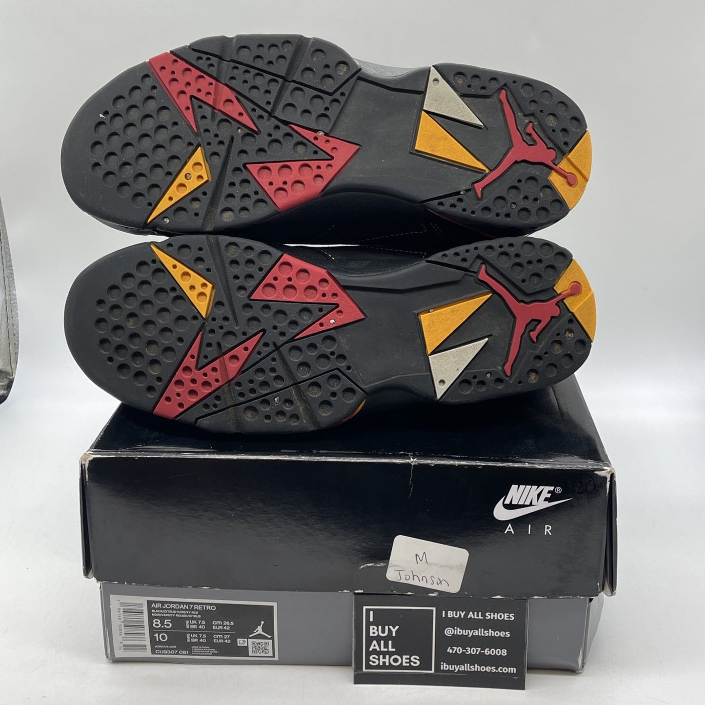 Size 8.5 - Jordan 7 Retro Citrus Black Yellow Black Suede (CU9307-081)