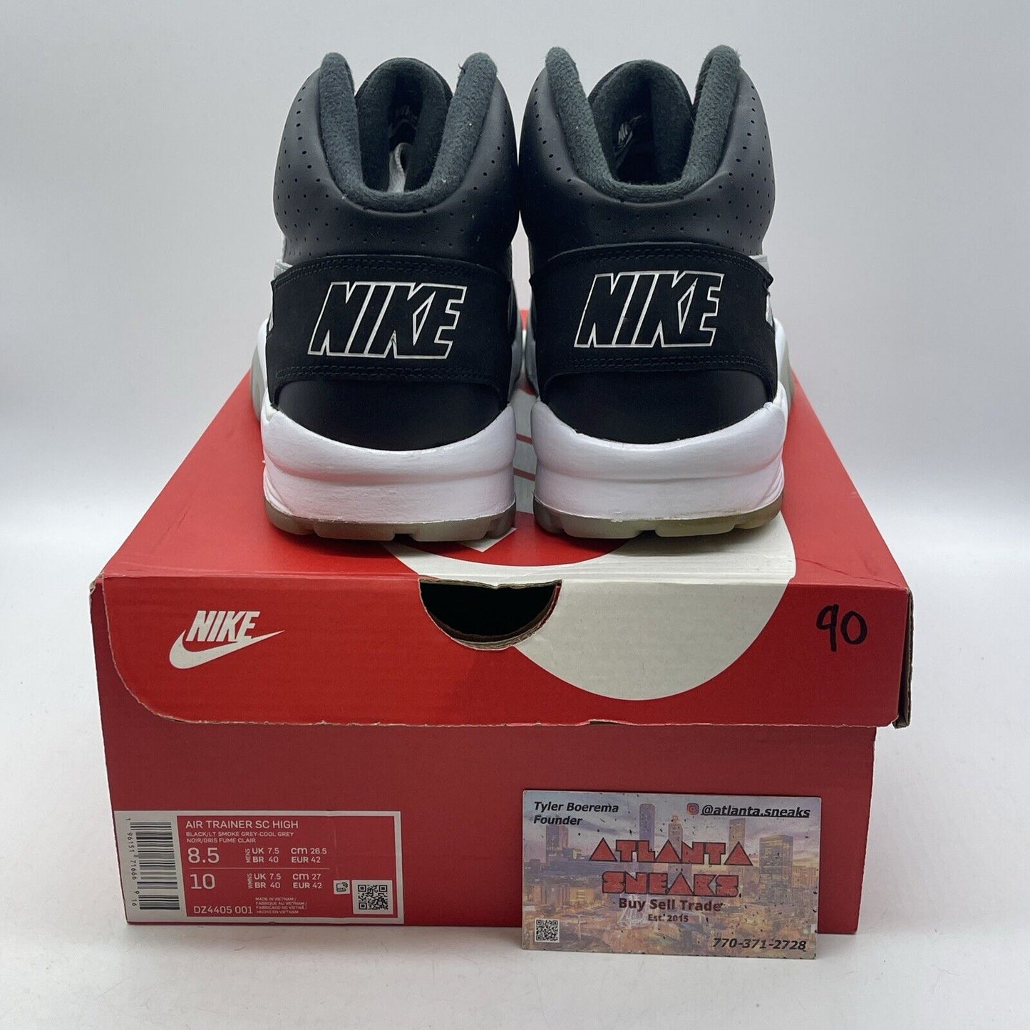 Size 8.5 - Nike Air Trainer SC High Raiders Black White Silver Suede (DZ4405-001