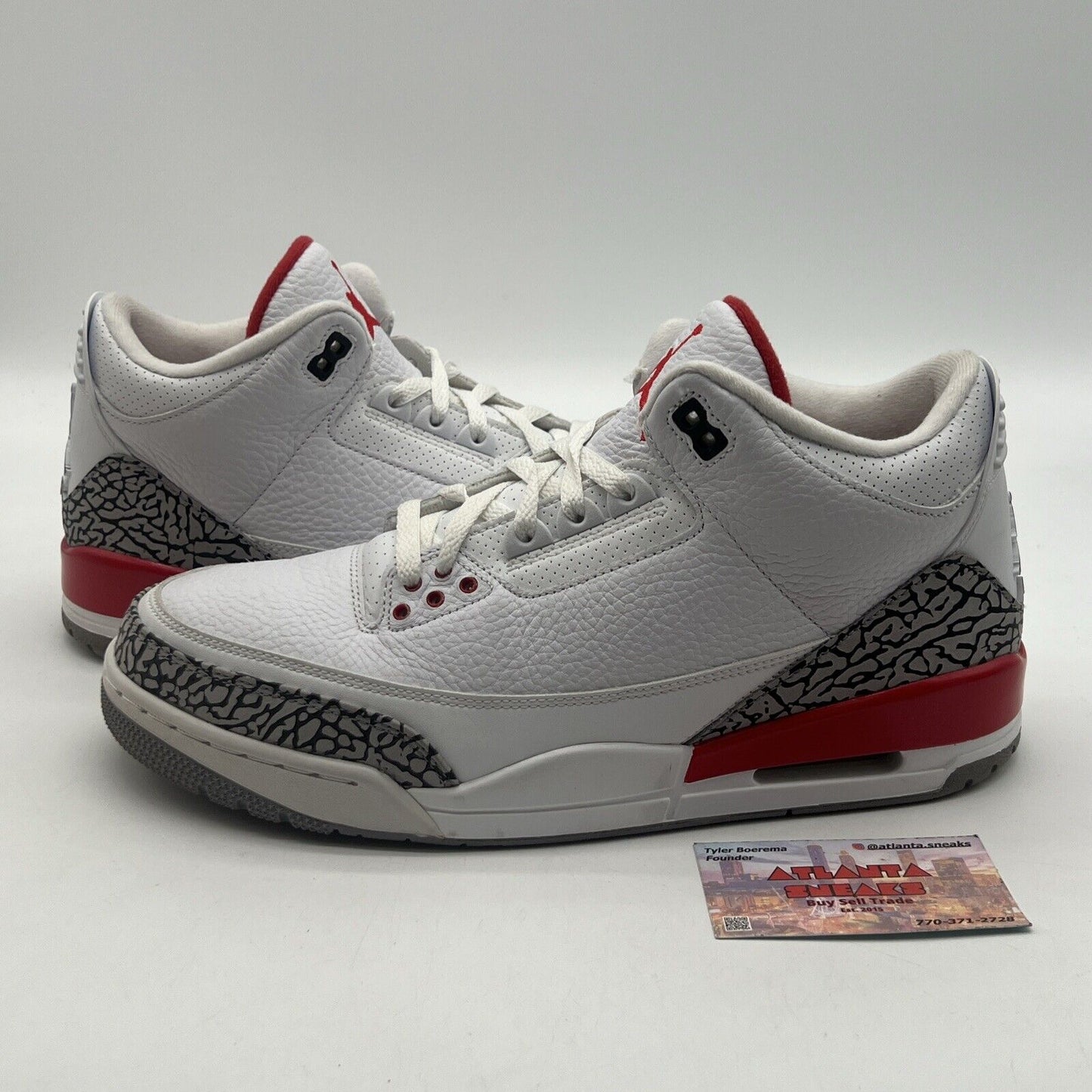 Size 12 - Jordan 3 Retro Hall of Fame 2018 White Black Red Leather (136064-116)