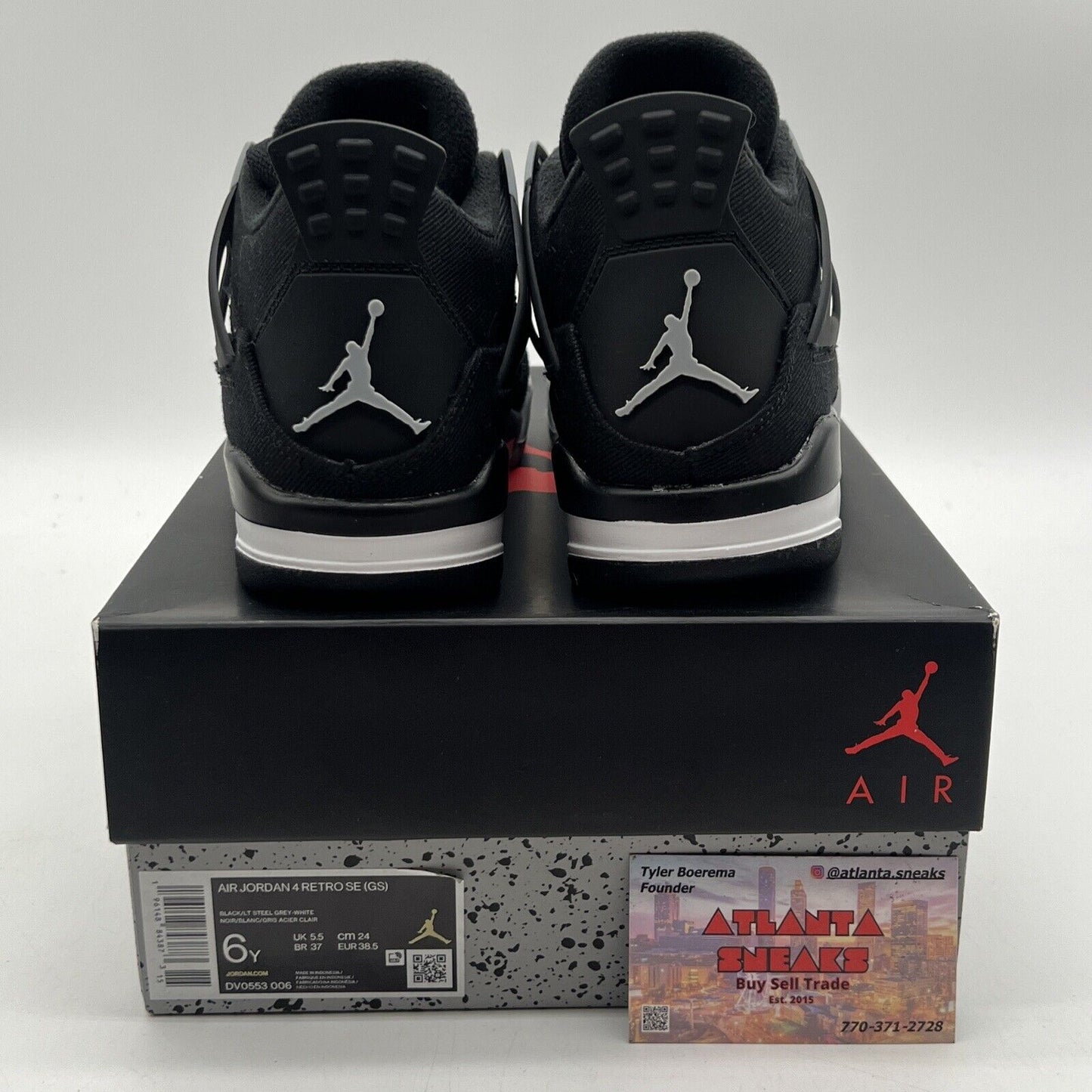 Size 6 - Jordan 4 Retro SE Mid Black Canvas White Grey Suede (DV0553-006)