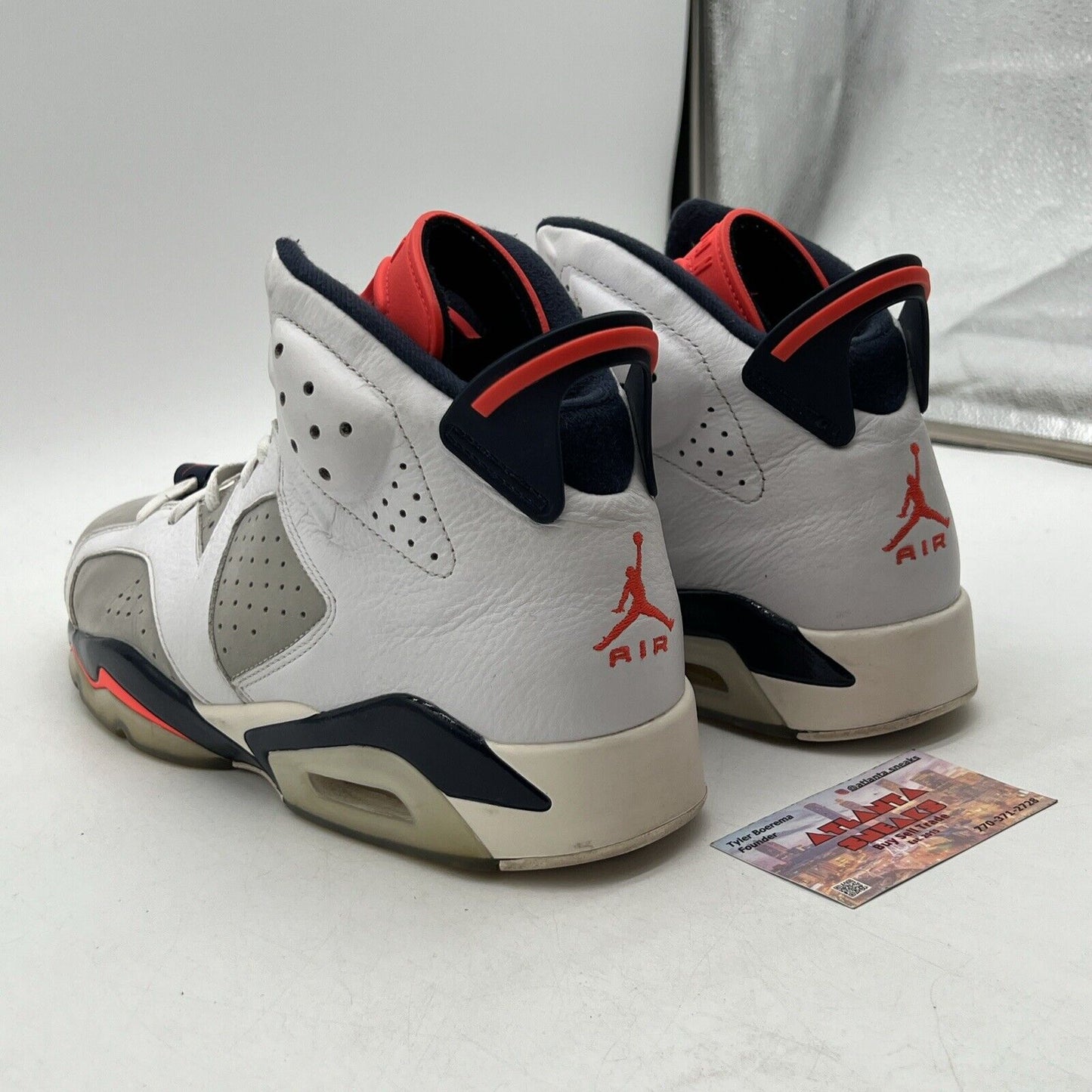 Size 12 - Air Jordan 6 Retro Tinker White Navy Orange Leather  (384664-104)