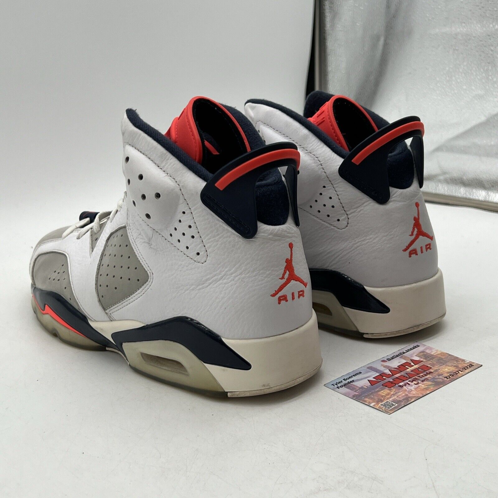 Size 12 - Air Jordan 6 Retro Tinker White Navy Orange Leather  (384664-104)