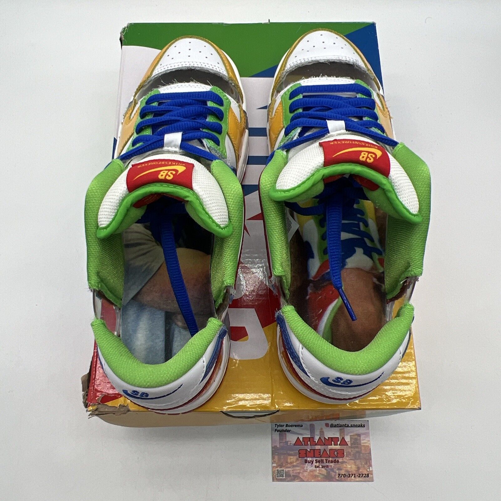 Size 9.5 - Nike Dunk Low SB Sandy Bodecker Red Blue Green Yellow (FD8777-100)