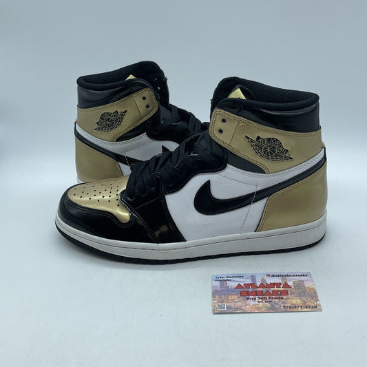 Size 8 - Air Jordan 1 Retro NRG High Gold Toe Black White Leather (861428-007)