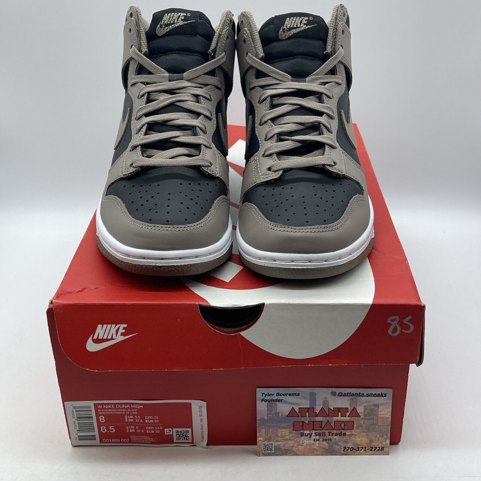 Size 8W - Nike Dunk High Moon Fossil Black Brown White Leather (DD1869-002)