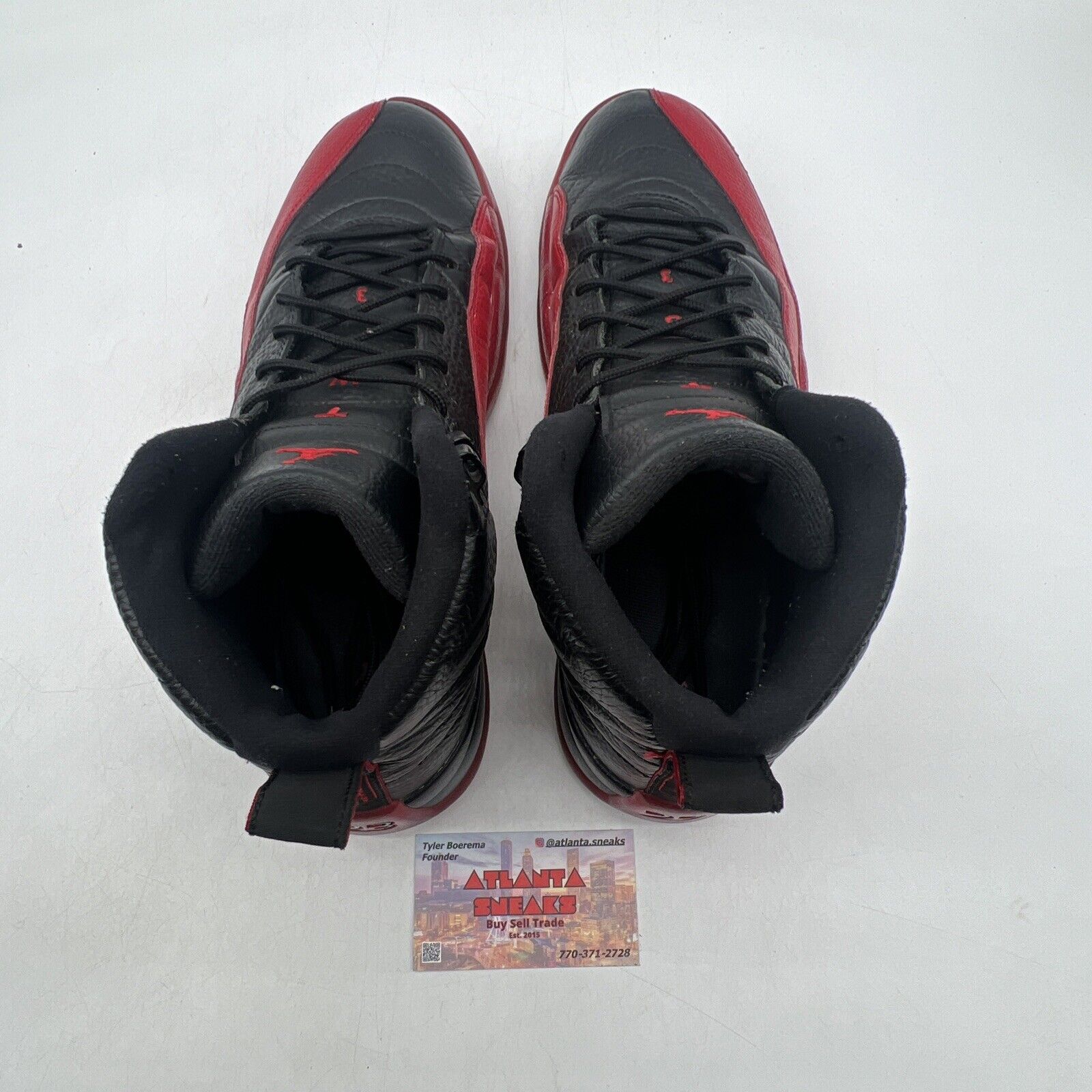 Size 11.5 - Jordan 12 Retro Mid Flu Game Black Leather Red (130690-002)