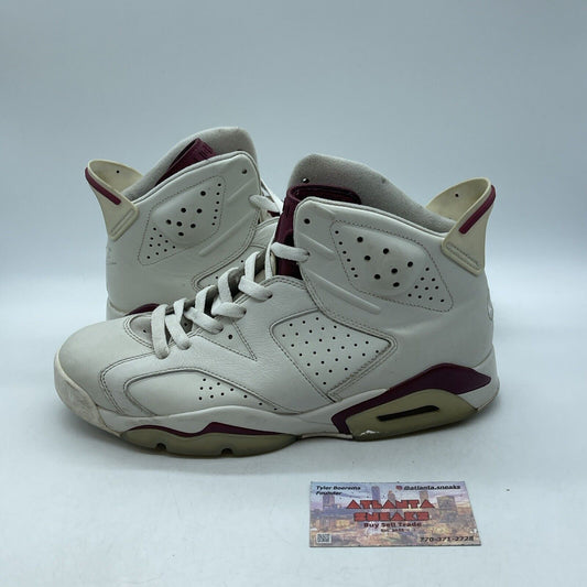 Size 9.5 - Air Jordan 6 Retro 2015 Maroon White Leather Suede (384664-116)