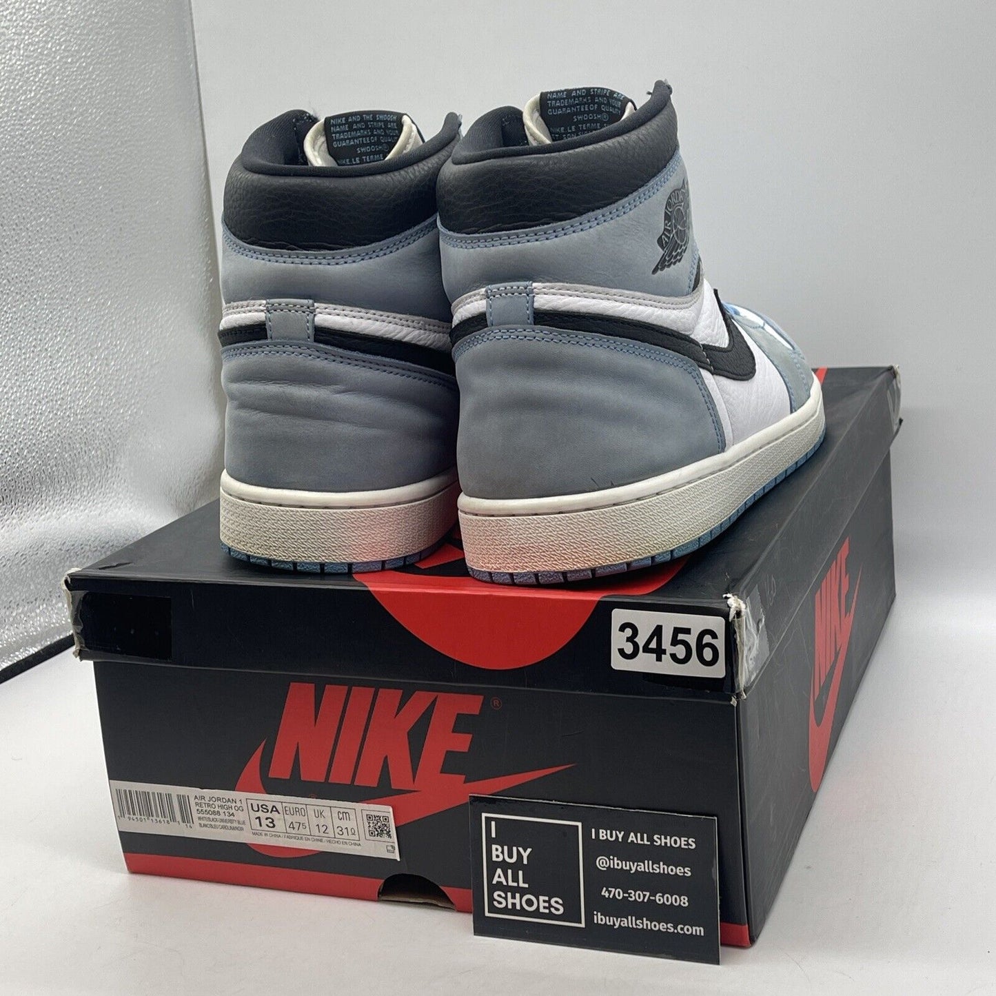 Size 13 - Jordan 1 Retro OG High University Blue White Black Leather (555088-134