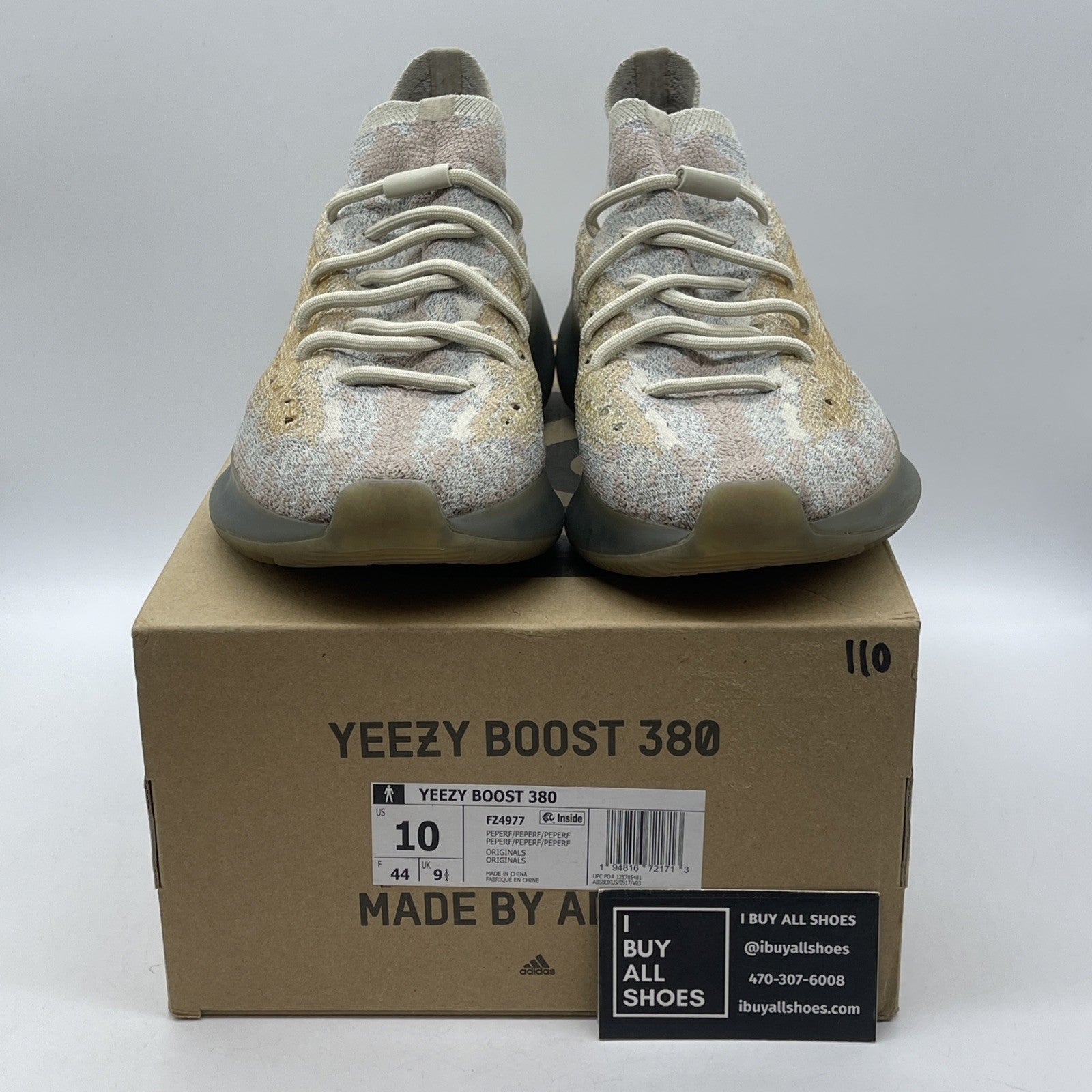 Size 10 - adidas Yeezy Boost 380 Pepper Reflective Grey (FZ4977)