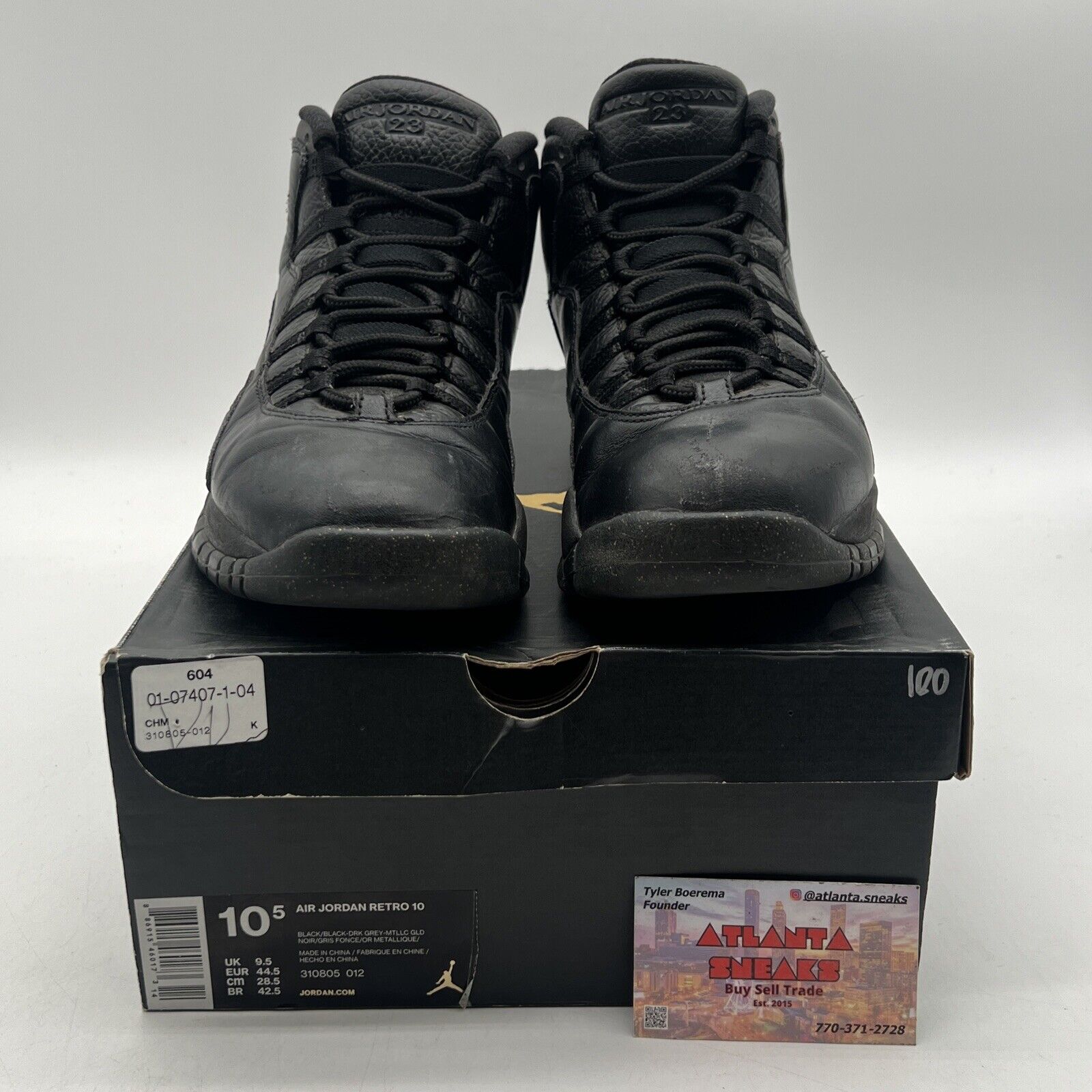 Size 10.5 - Air Jordan 10 Retro NYC Black Leather Yellow (310805-012)