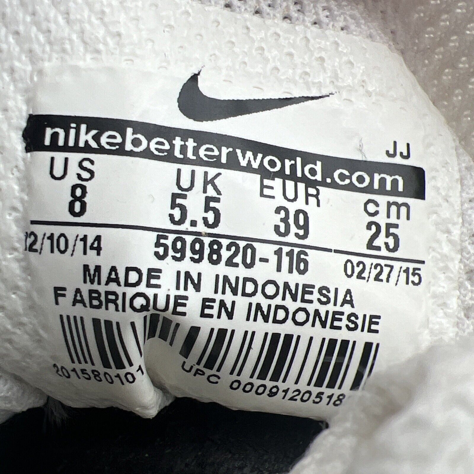 Size 8 - AIR MAX 1 WHITE FUCHSIA (599820-116)