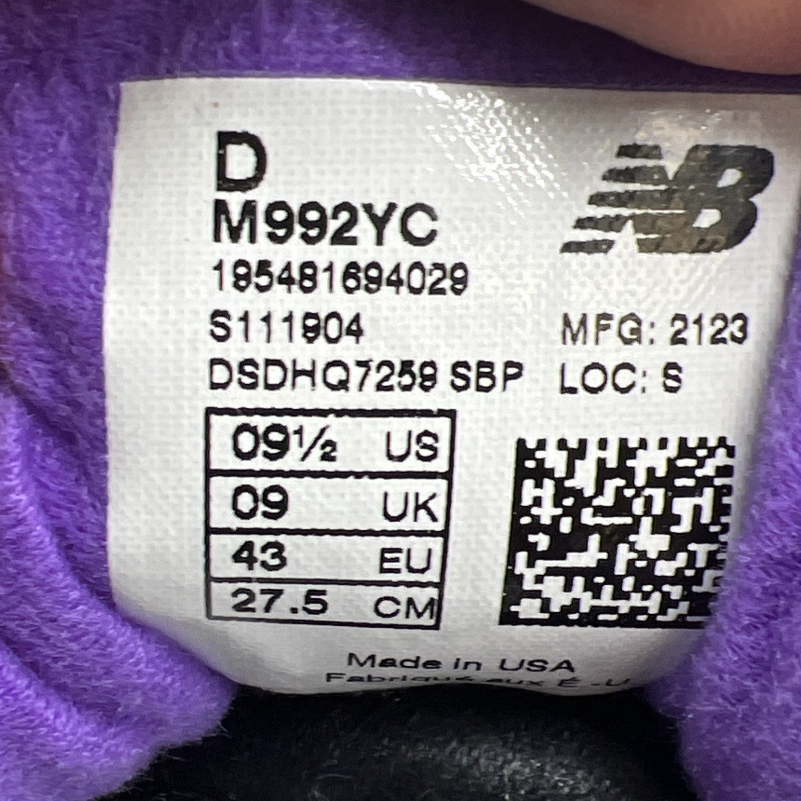 Size 9.5 - New Balance YCMC x 992 Made in USA Rewind (M992YC)