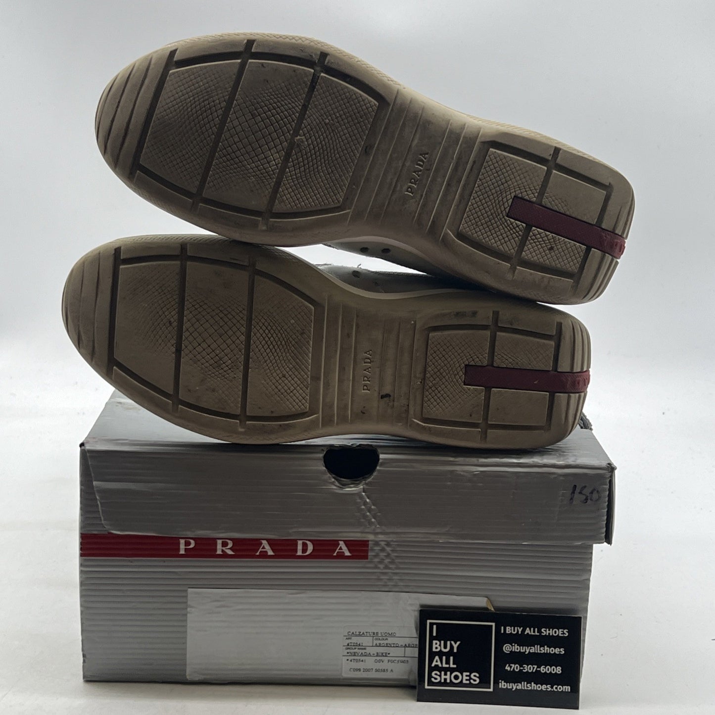 Size 6 - PRADA SPORT America's Cup Silver Leather Nylon Mesh Ankle Sneakers