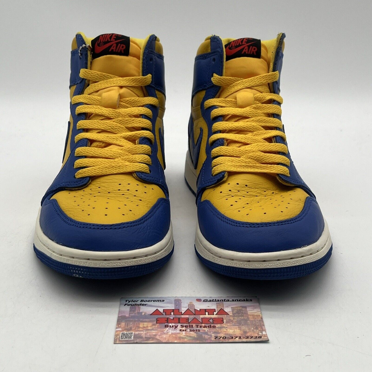 Size 10 - Air Jordan 1 Reverse Laney Yellow Blue White Leather (FD2596-700)