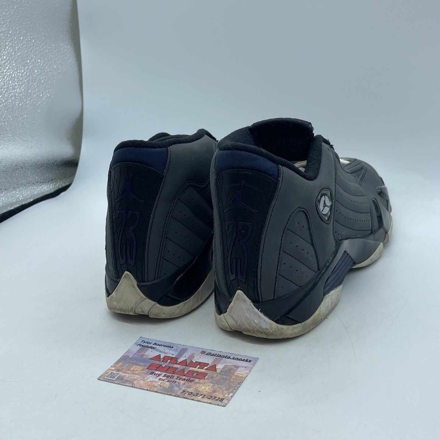 Size 7Y (GS) - Jordan 14 Retro Mid Graphite Navy Grey Suede Leather (312091-011)