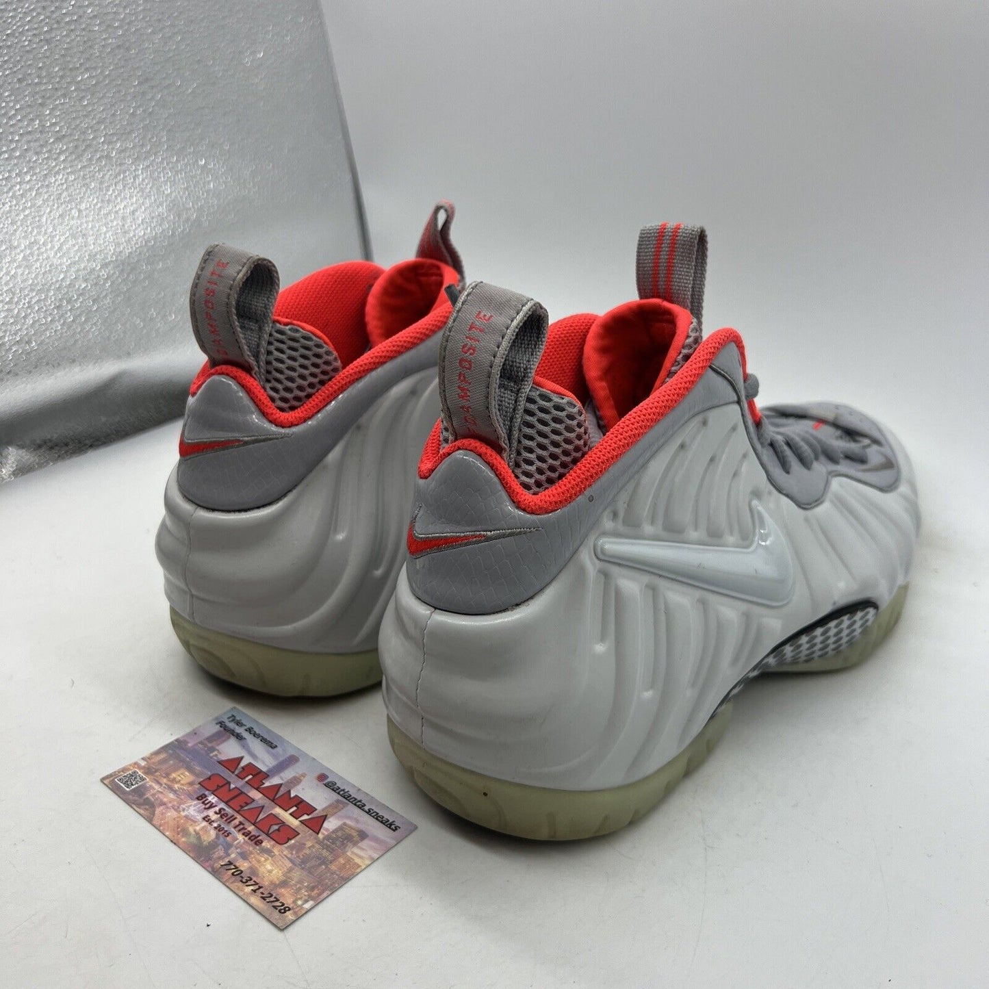 Size 9.5 - Nike Air Foamposite Pro Premium Pure Platinum Grey Leather 616750-003