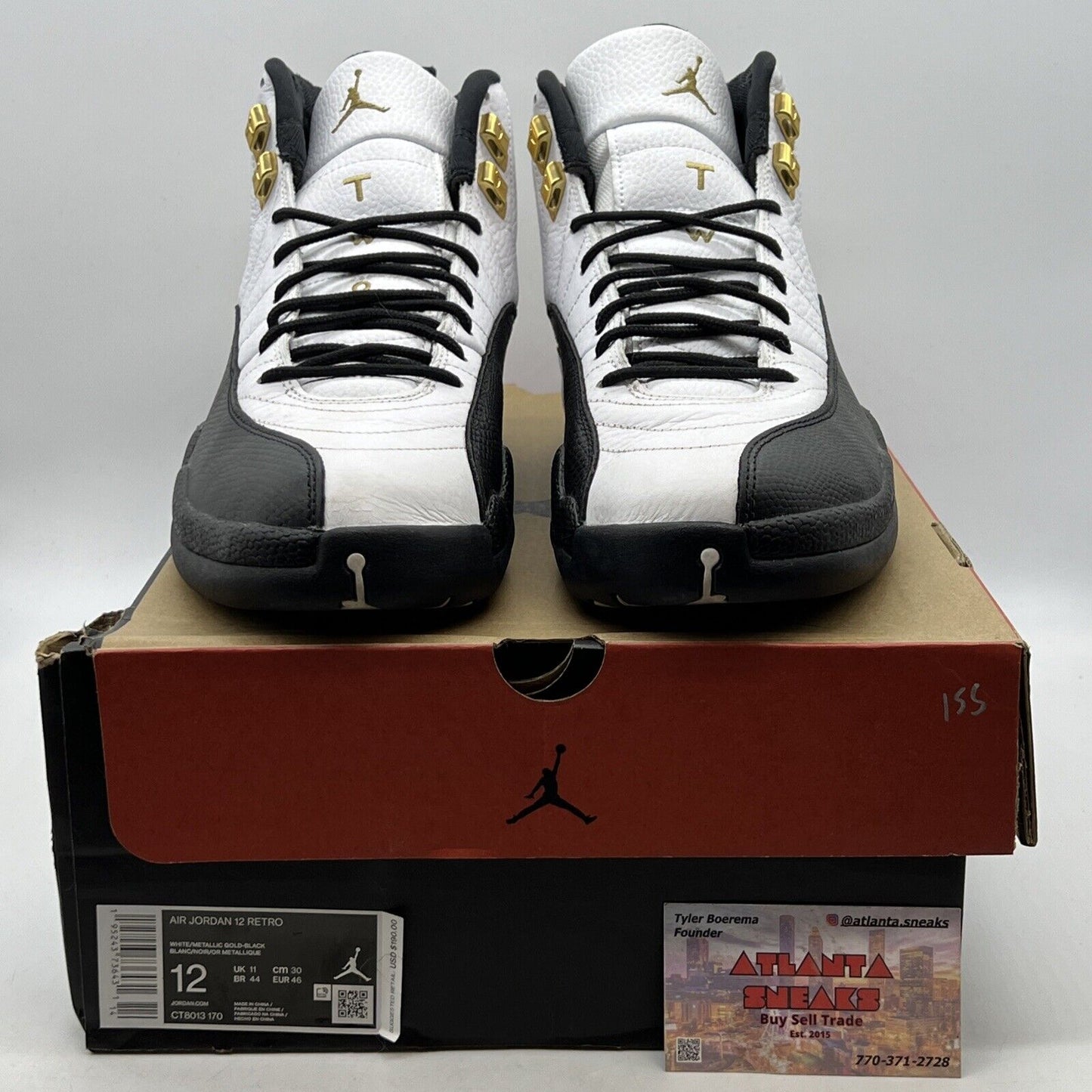 Size 12 - Jordan 12 Royalty White Black Leather Gold (CT8013-170)