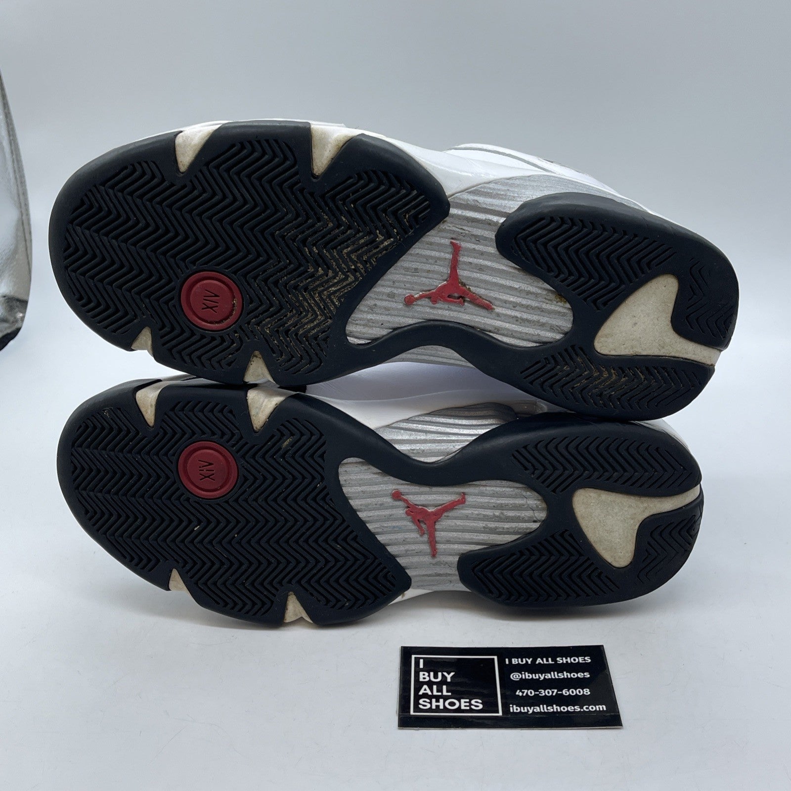 Size 9.5 - Air Jordan 14 Retro 2014 Black Toe White Red Leather (487471-102)