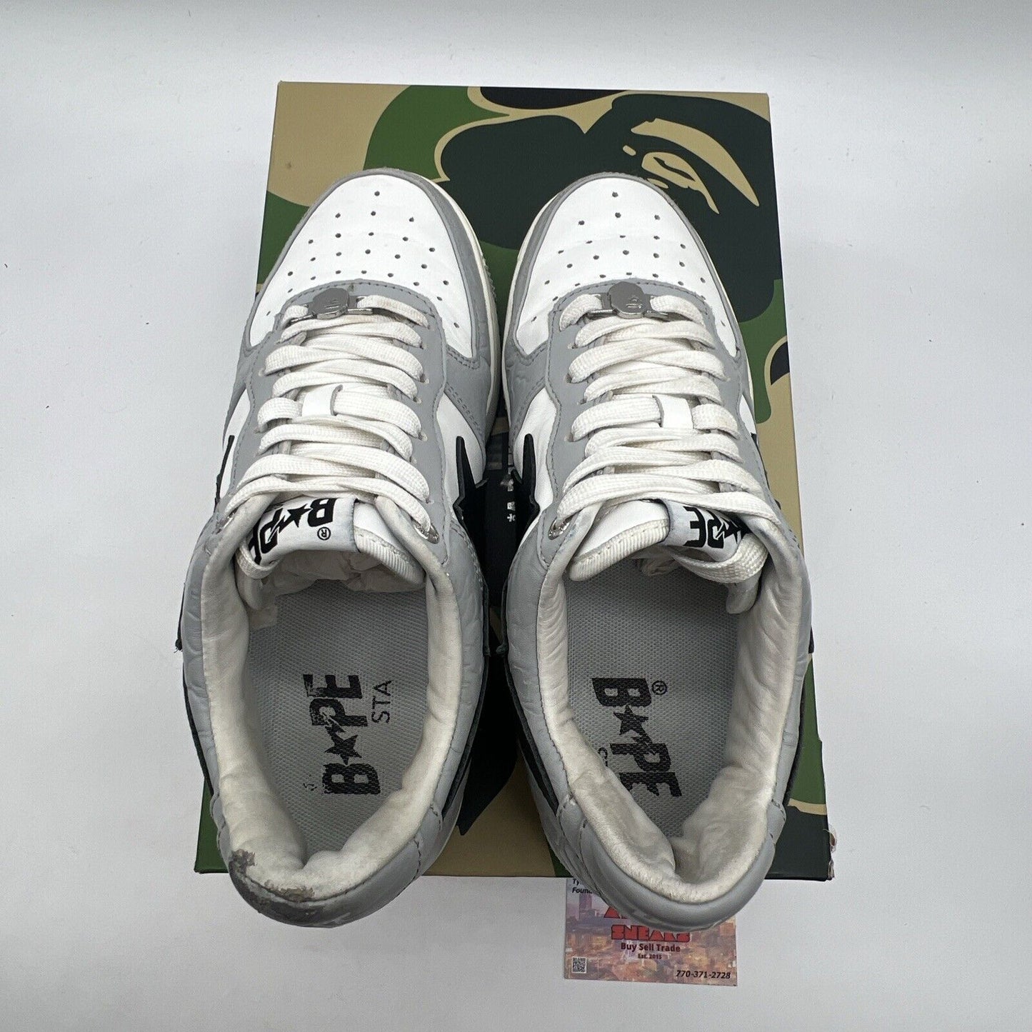 Size 8 - A bathing ape Bapesta Black White Silver Leather (1H70191002)