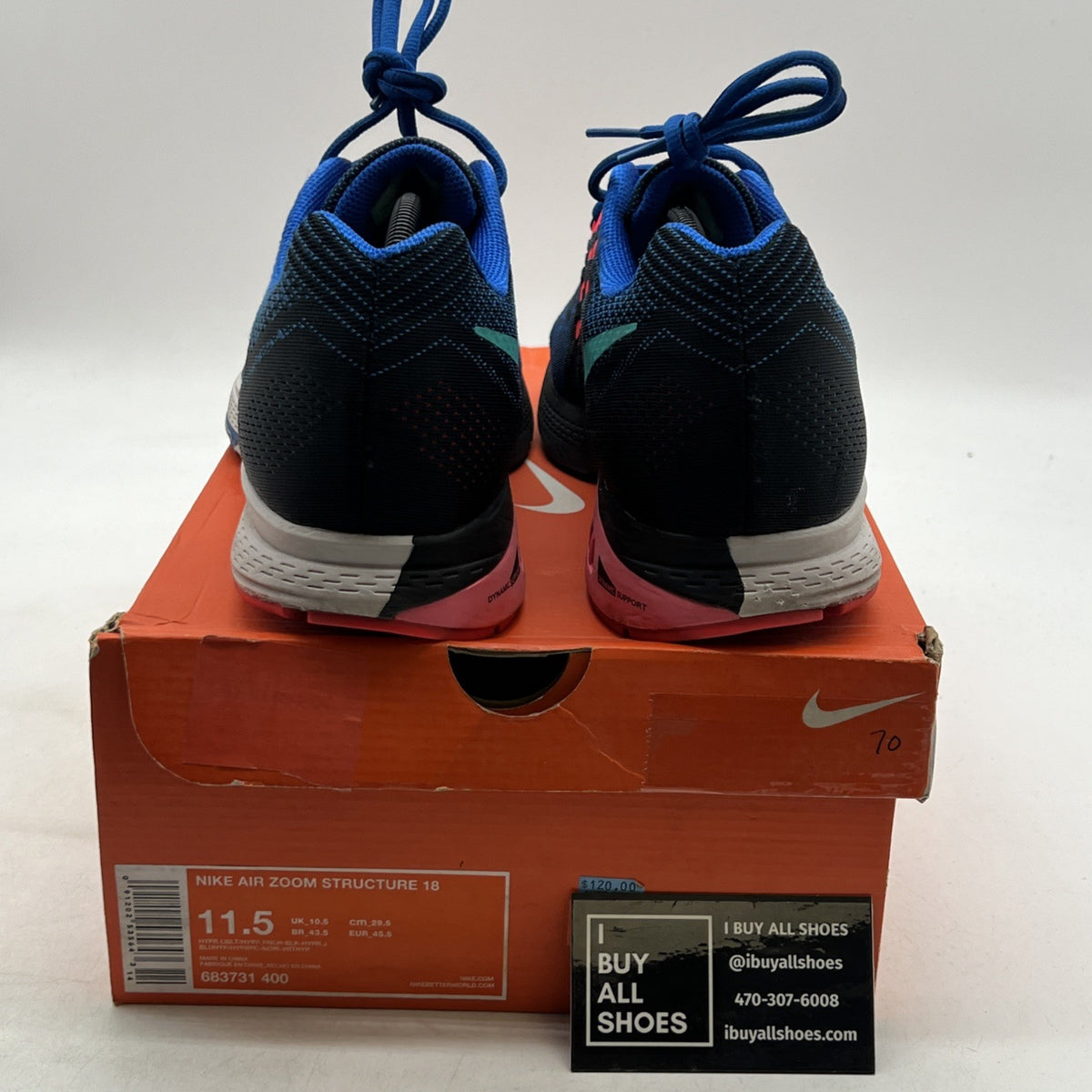 Size 11.5 - Nike Air Zoom Structure 18 Blue Pink (683731-400)
