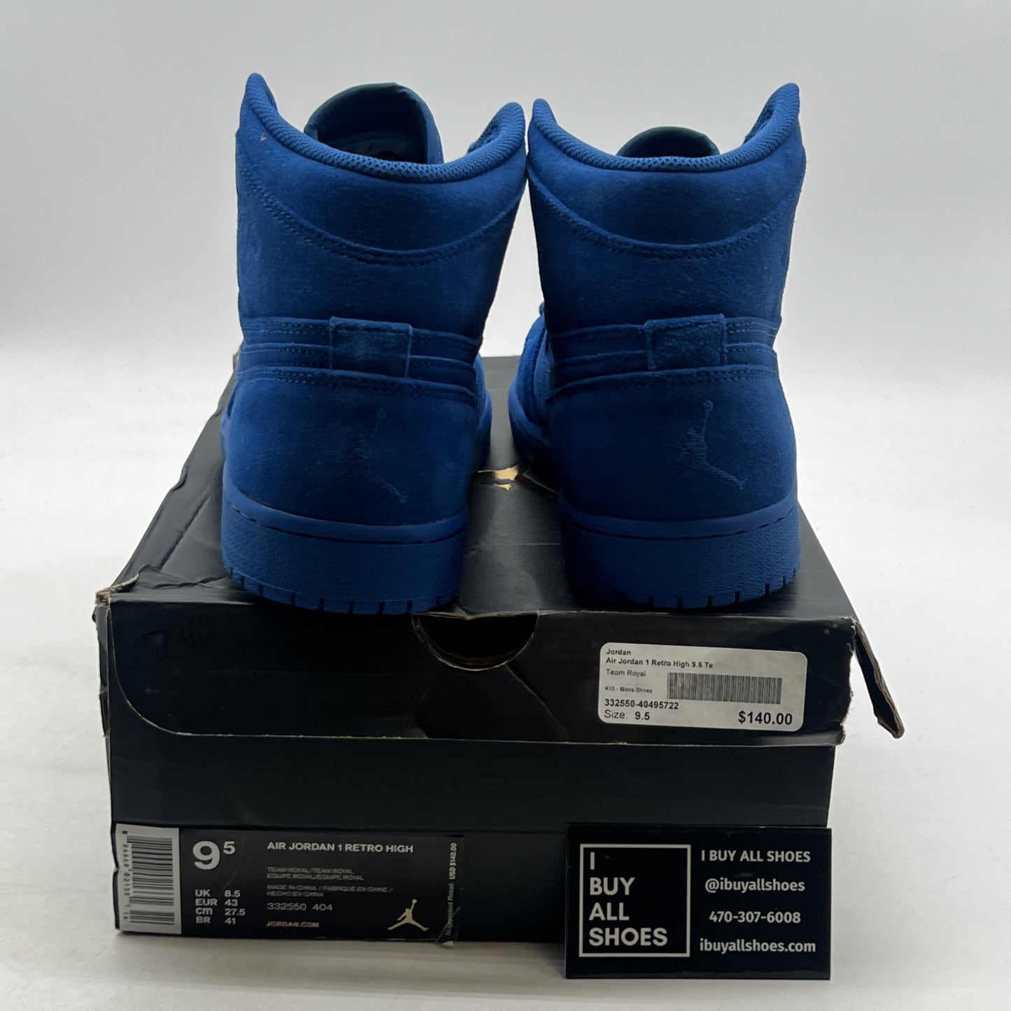 Size 9.5 - Air Jordan 1 Retro High Blue Suede (332550-404)