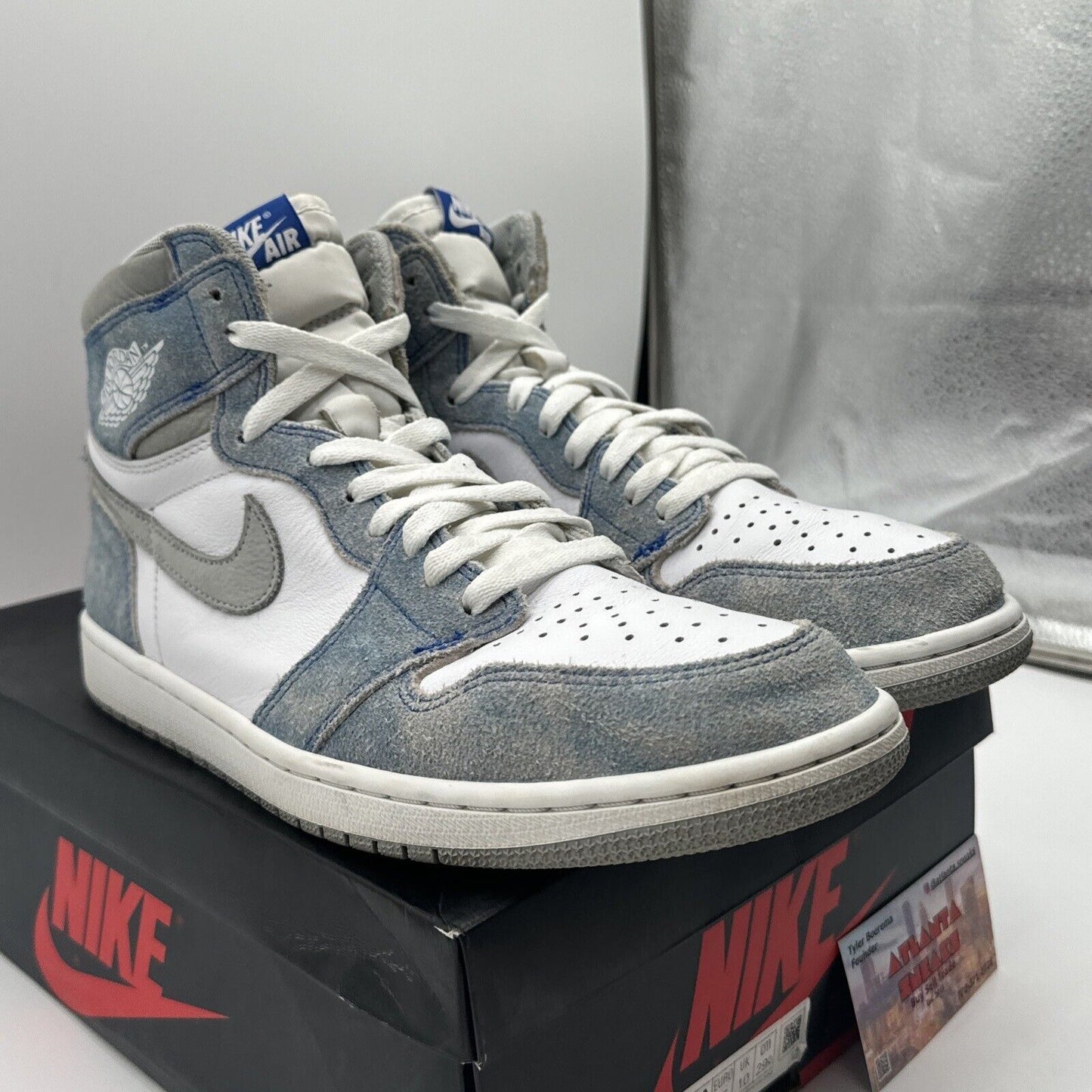 Size 11 - Jordan 1 Retro OG High Hyper Royal White Light Blue Unc Grey Suede Bo