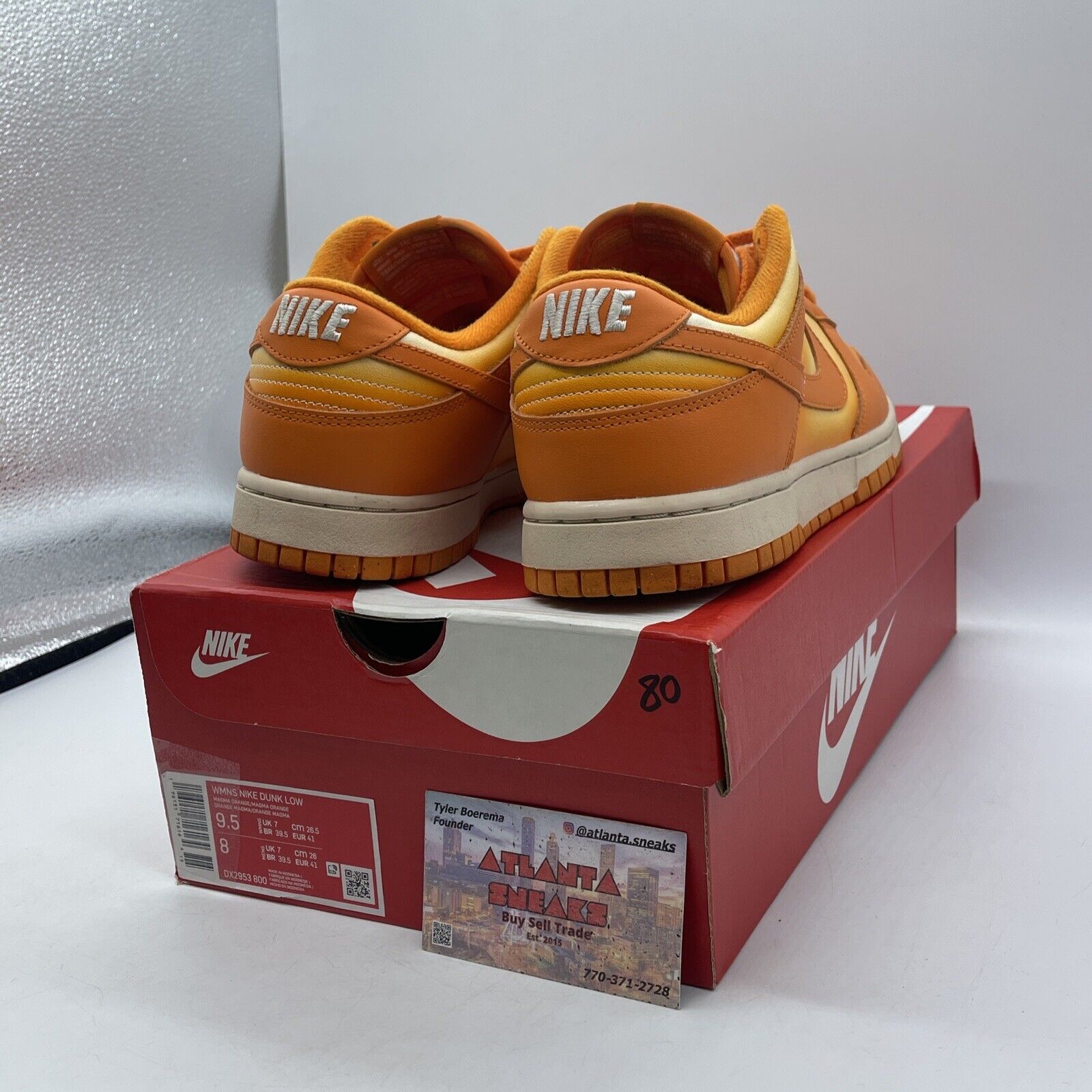 Size 9.5W - Nike Dunk Low Magma Orange White Tan Suede Leather (DX2953-800)