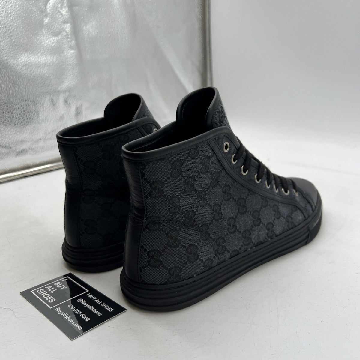 Size 8G - Gucci GG Supreme Monogram High Mens Black Sneakers