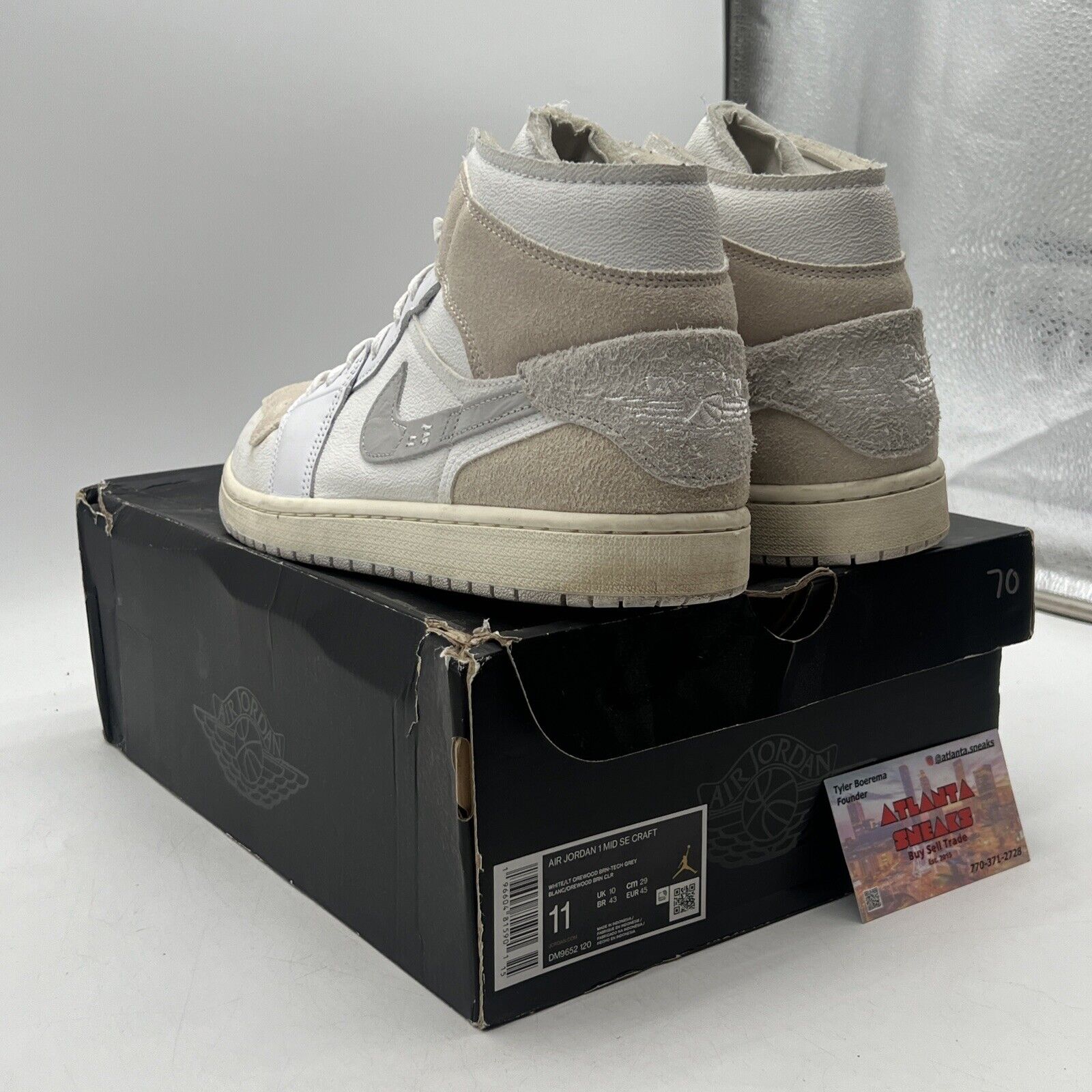 Size 11 - Air Jordan 1 SE Craft Mid Inside Out - White Sail Grey (DM9652-120)