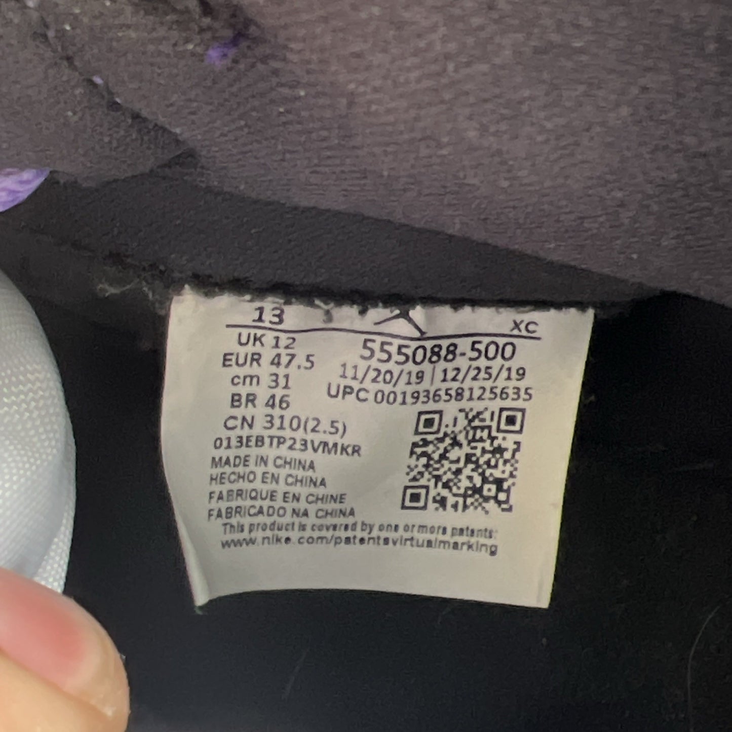 Size 13 - Air Jordan 1 Retro OG High Court Purple 2.0 (555088-500)