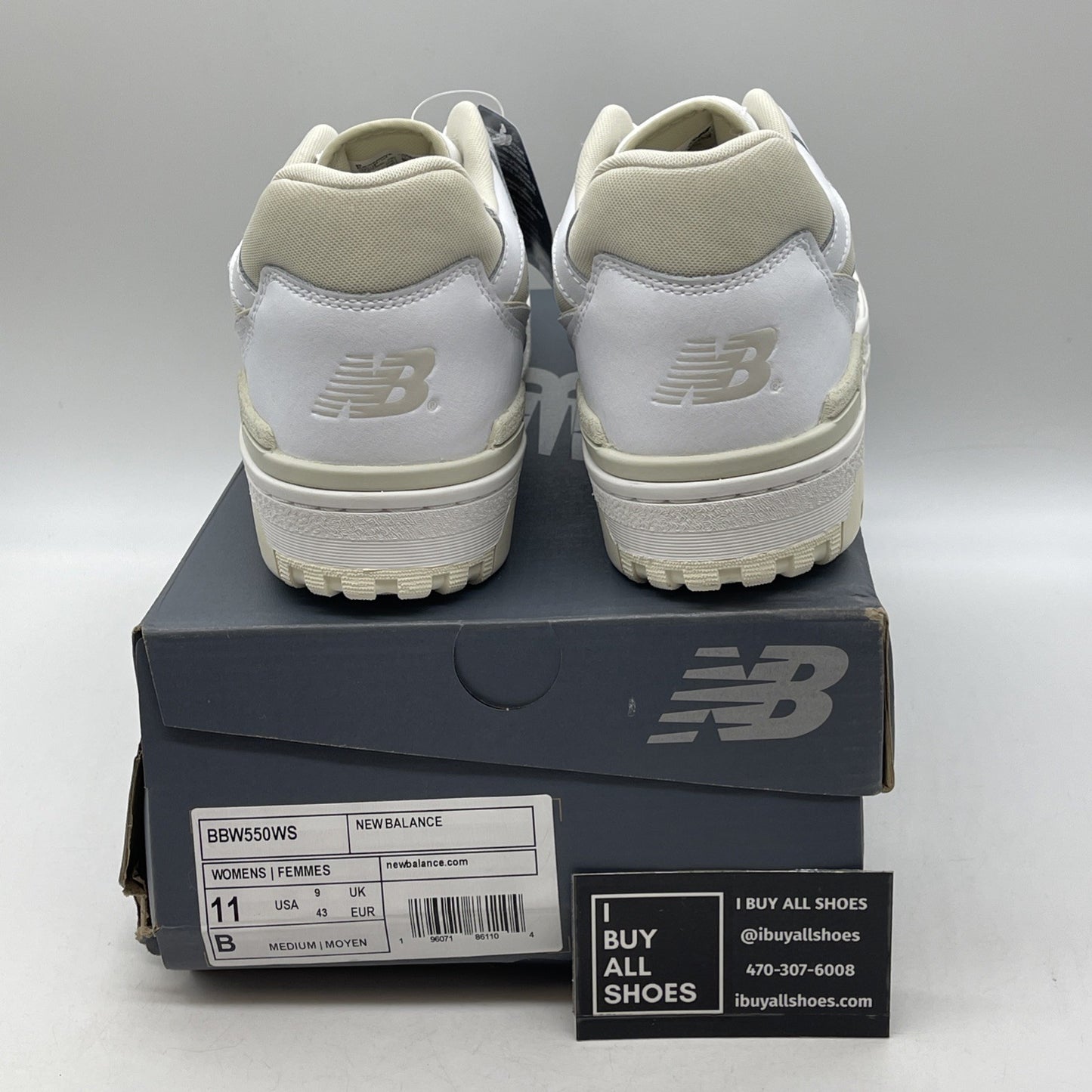 Size 11W - New Balance 550 Silver Birch White Leather (BBW550WS)